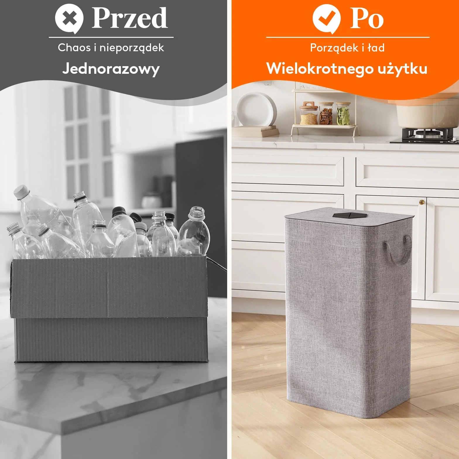 Lifewit Kosz do recyklingu 100 l z pokrywką i torbą wielokrotnego użytku
