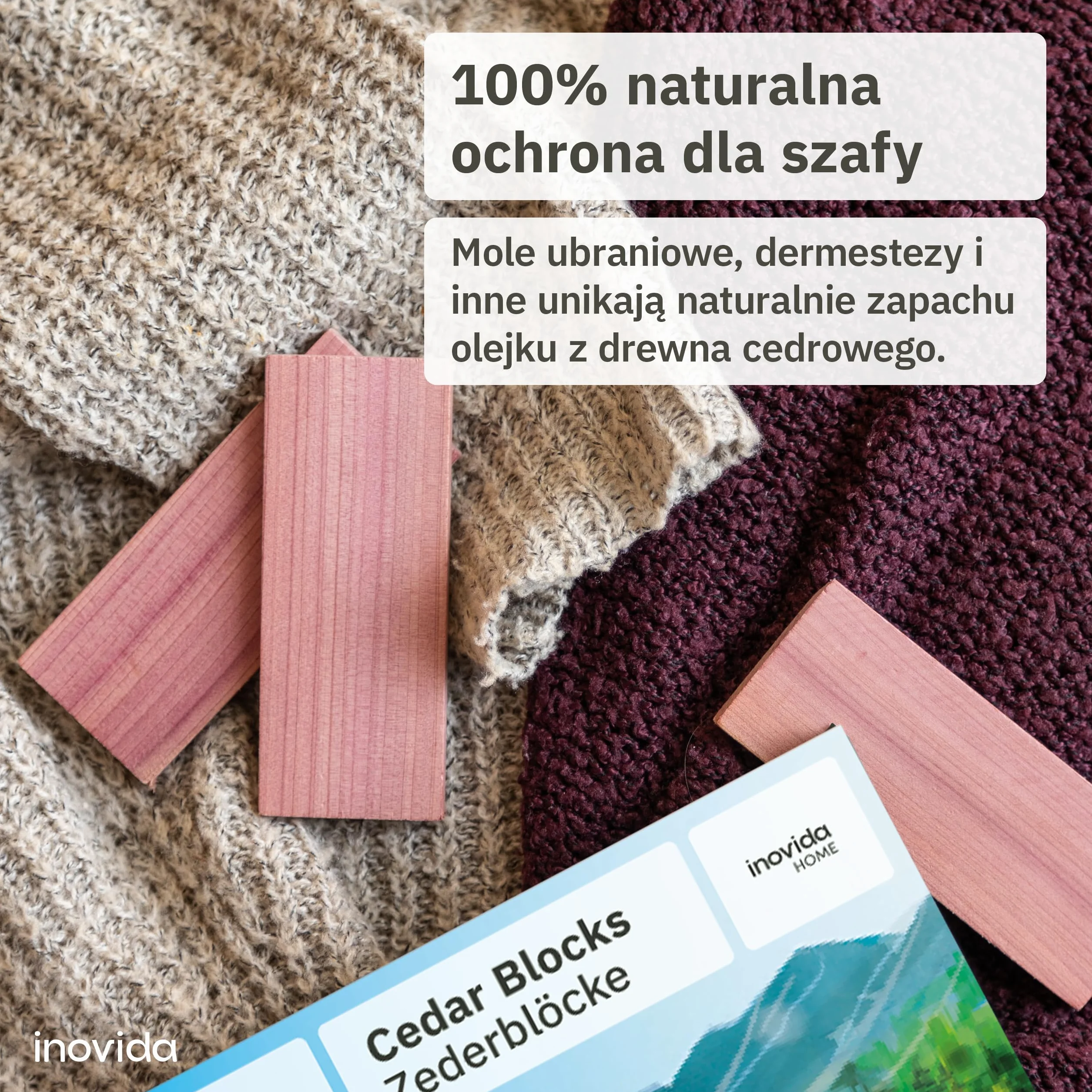 Inovida Ochrona przed molami z drewna cedrowego 16 bloków zapachowych naturalny odświeżacz do szafy