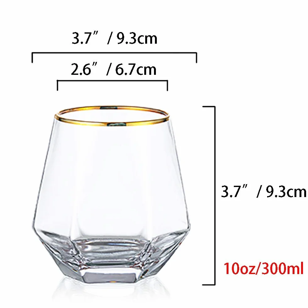 Zestaw 2 diamentowych szklanek do whisky 300 ml nowoczesne wyroby szklane