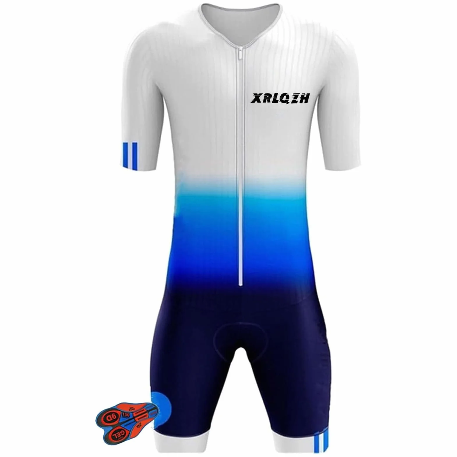Męskie triathlon Suit, One Piece Trisuit Bike Top Short Sublimated Design+Cycling Underwear, Cycling Short 5D Gel Padded, Short Sleeve One Piece Body Body