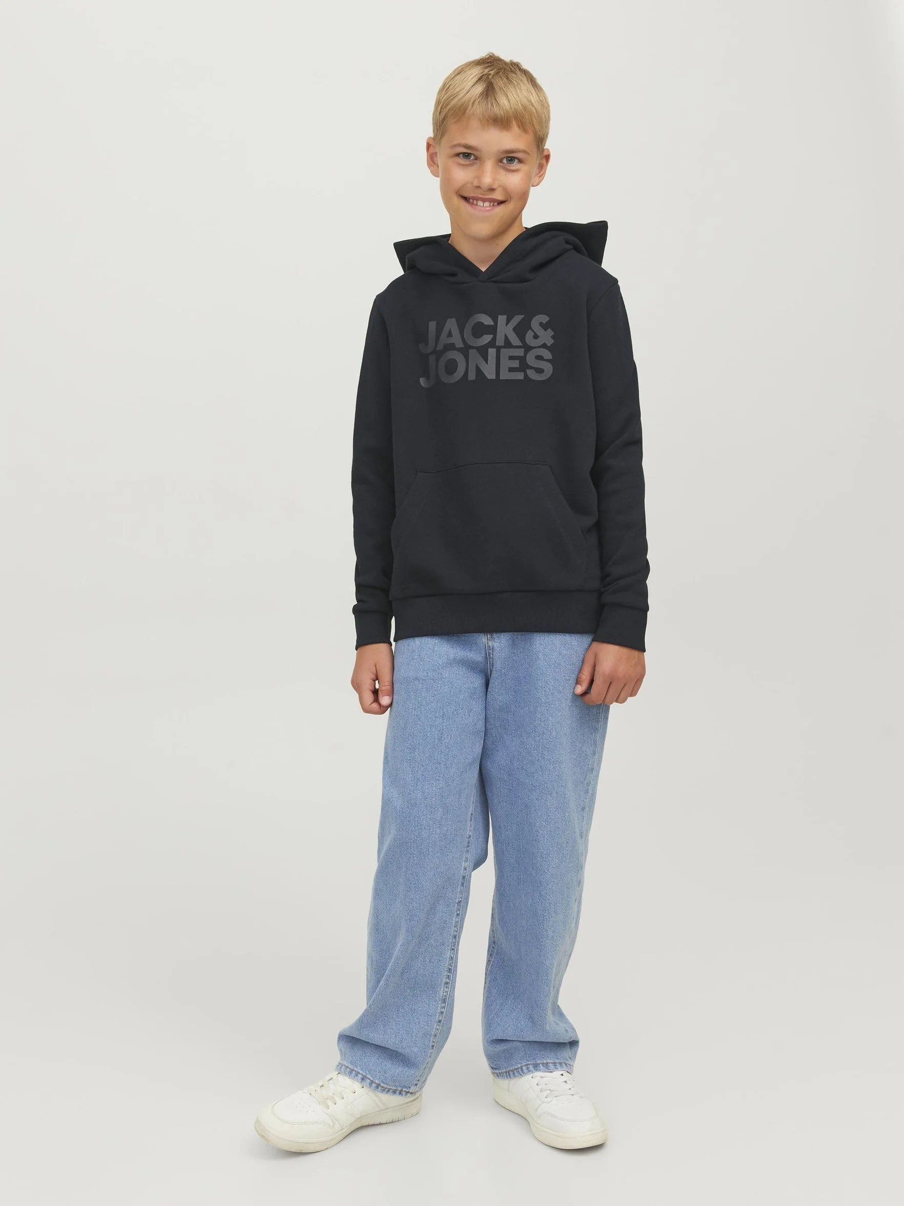 Bluza z kapturem Logo JACK & JONES Klasyczny Sweter z kieszeni± kangurka JJECORP