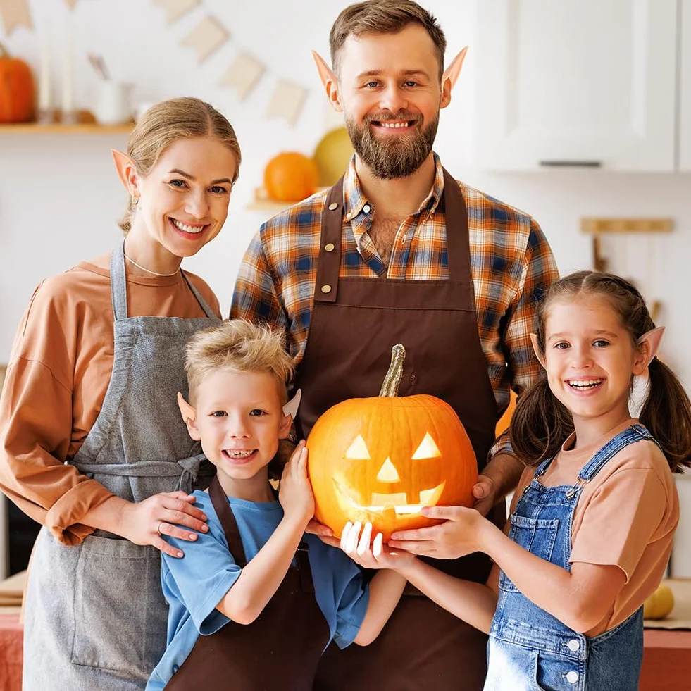 Aomig 9 par miękkich elfów dla dzieci i dorosłych, lateksowe uszy elfa, wróżki, Halloween, akcesoria na Boże Narodzenie, karnawał, 3 rozmiary (jasne, różowe)