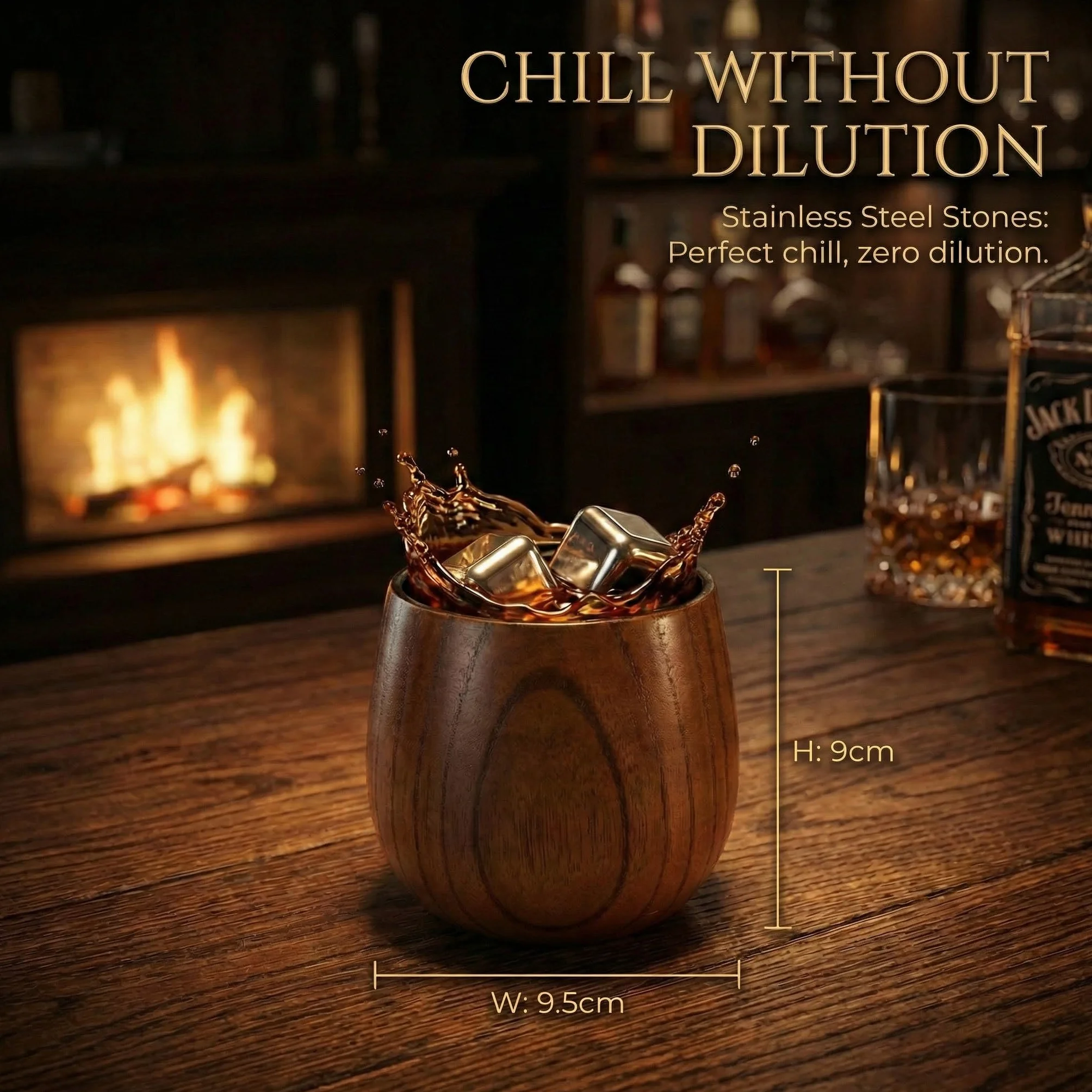 Zestaw 2 szklanek do whisky z zwęglonego drewna 300 ml