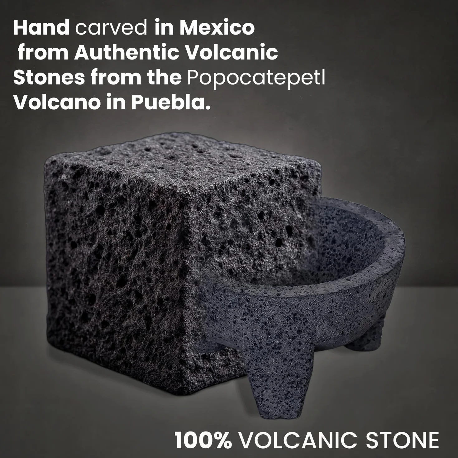 Oryginalna miska Molcajete Mexicano wykonana ręcznie z autentycznej skały lawy w Meksyku - Molcajete de Piedra volcanica - meksykański tłuczek wulkaniczny - autentyczna skała lawowa
