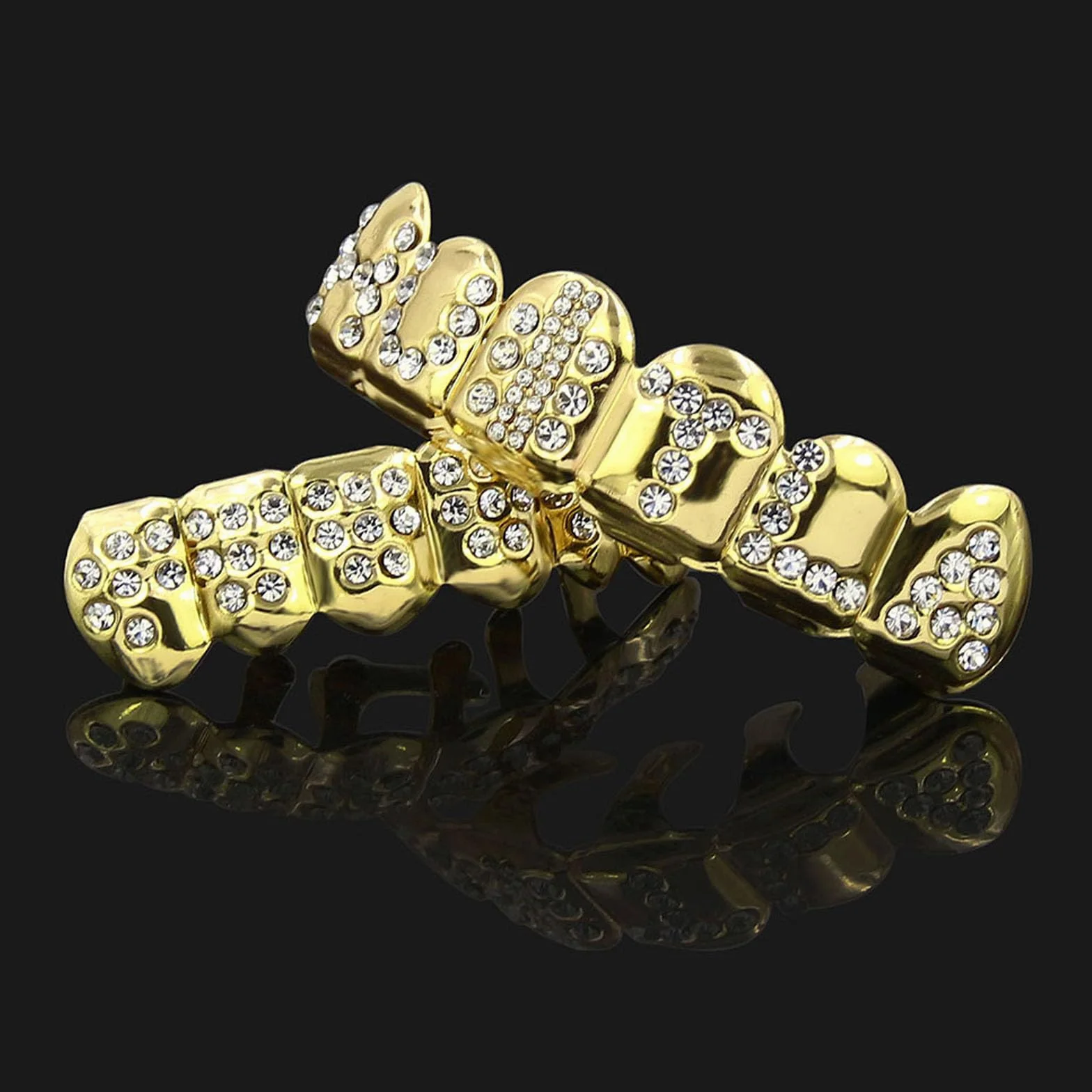 Zestaw 2 szt. Hip Hop zęby złote zęby Hip Hop Teeth Grills Gold