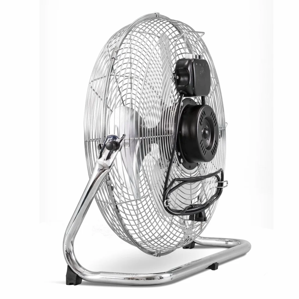 TROTEC Wentylator podłogowy TVM 18 – 100 W, kąt nachylenia 110°, 3 prędkości, Ø 45 cm, podstawa odporna na przechylanie, cichy, srebrny