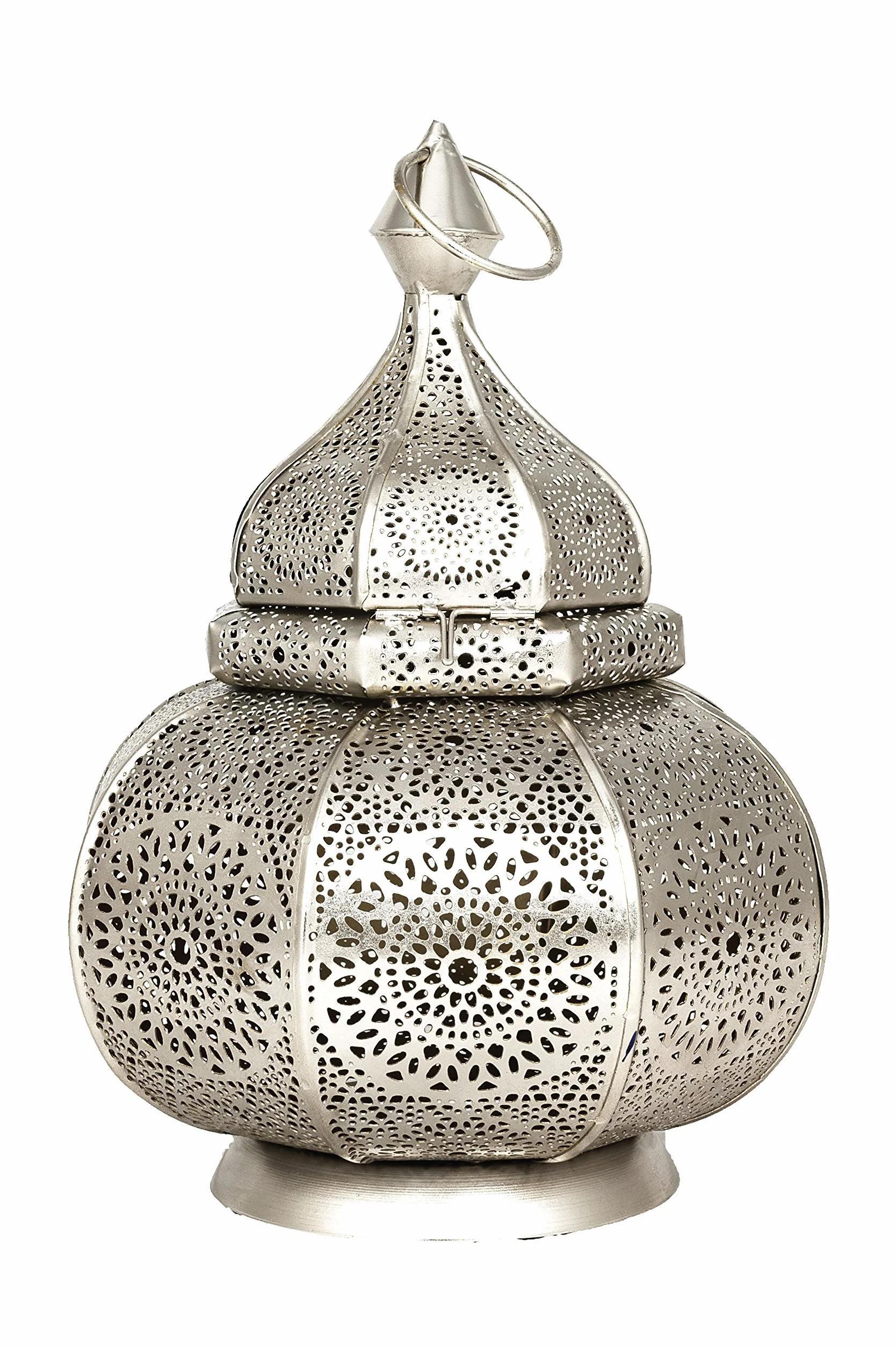 Marokańska latarnia metalowa ogrodowa 30 cm srebrna