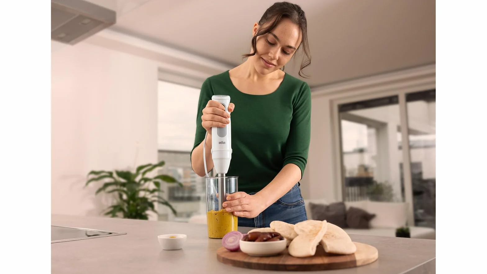 Braun MultiQuick 5 MQ50.236M minipimer z technologią PowerBell Plus, 21 prędkości + Turbo, system EasyClick do akcesoriów, rozdrabniacz 500 ml, trzepaczka ze stali nierdzewnej i kubek 600 ml, 1000 W,