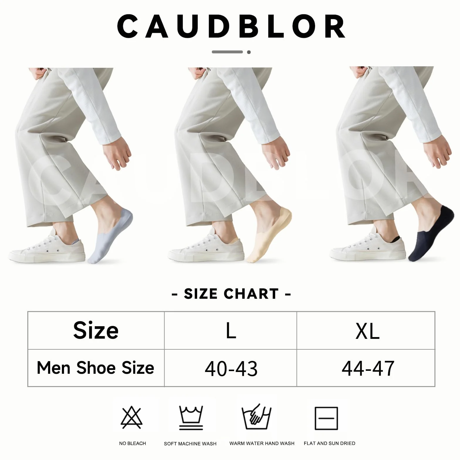 Caudblor 6 par skarpet do sneakersów, skarpety sportowe, męskie, bawełniane, niewidoczne skarpety, czarne, Nude, 40-43, 44-47