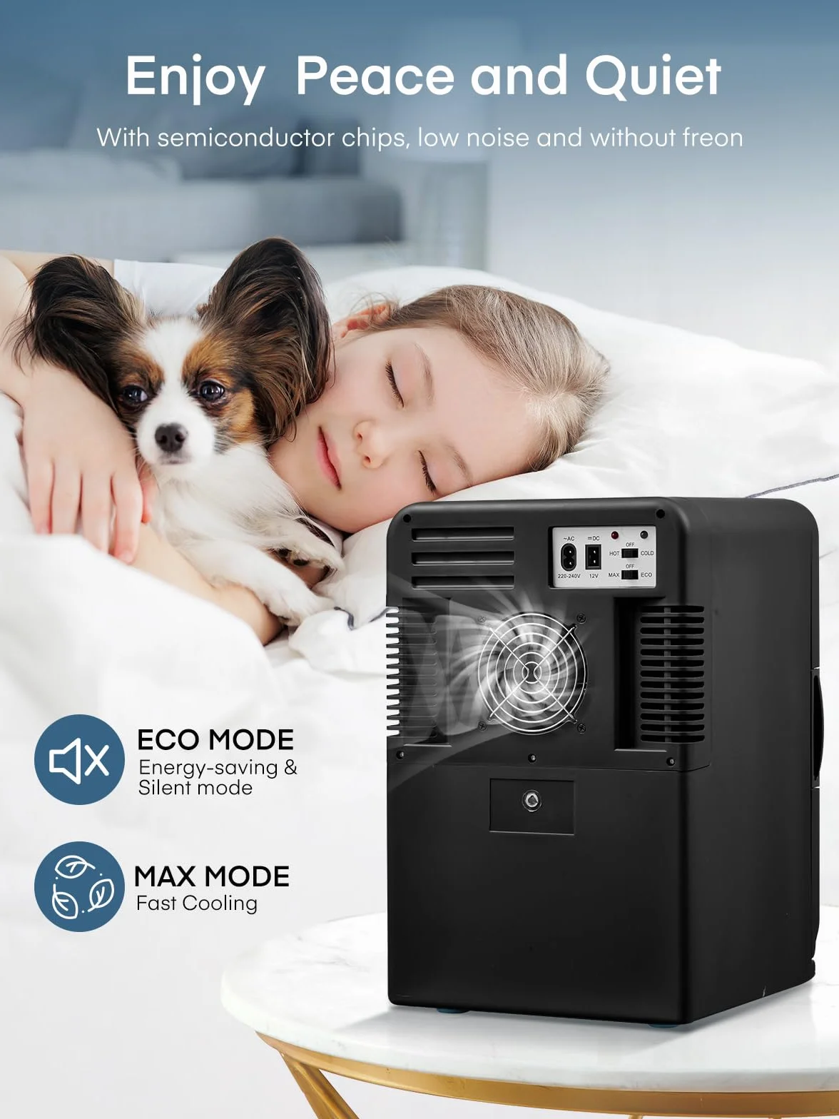 FOHERE Lodówka mini, 15 l / 21 puszek, lodówka mini do domu, 12 V DC/220 V AC, mała lodówka z funkcją utrzymywania temperatury produktów ciepłych/zimnych, napojów, kosmetyków, tryb Max i ECO, Czarny
