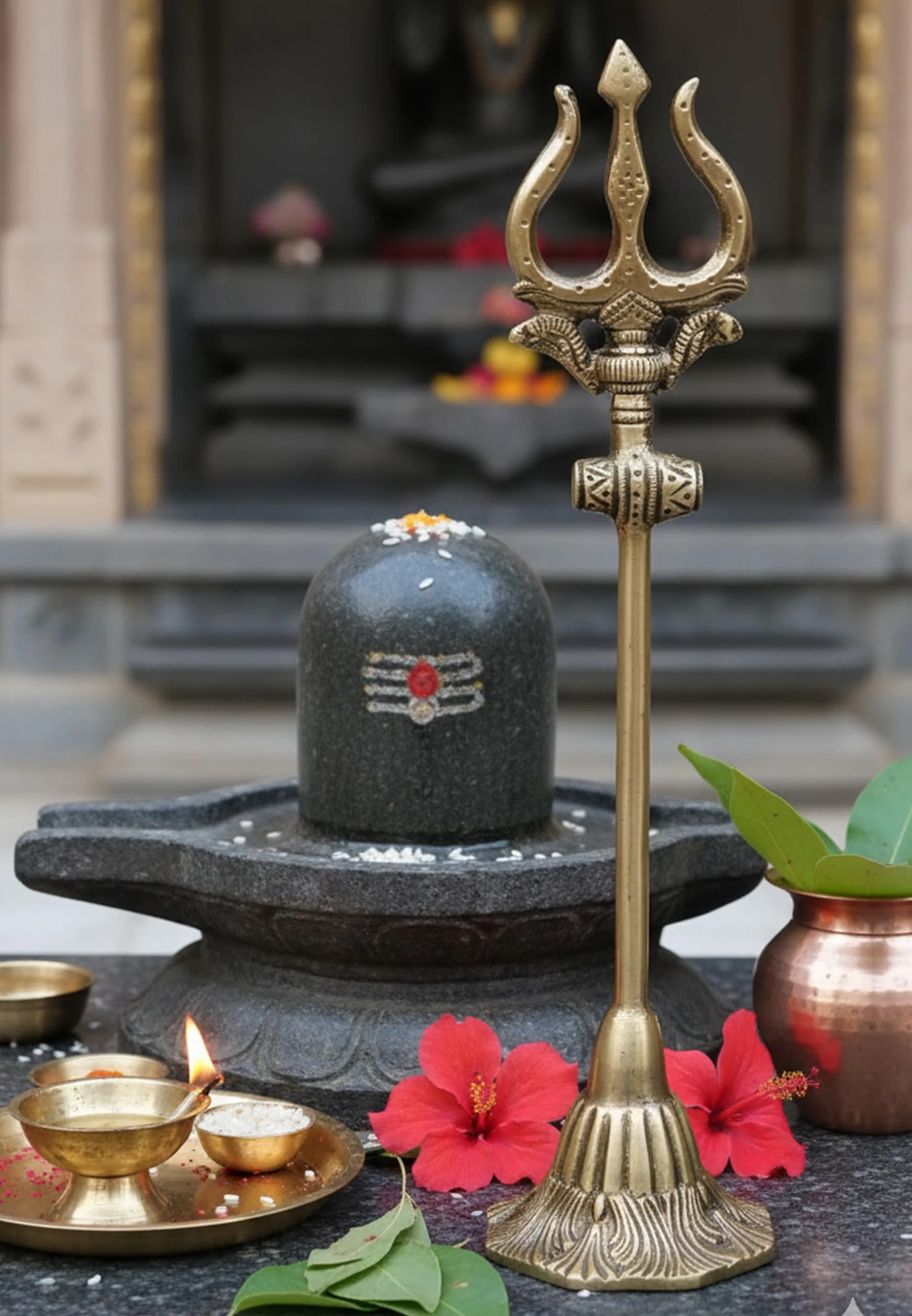 ESPLANADE Mosiężny trójząb Shiva Shiv Bholenath Trishul z Damru - 28 cm