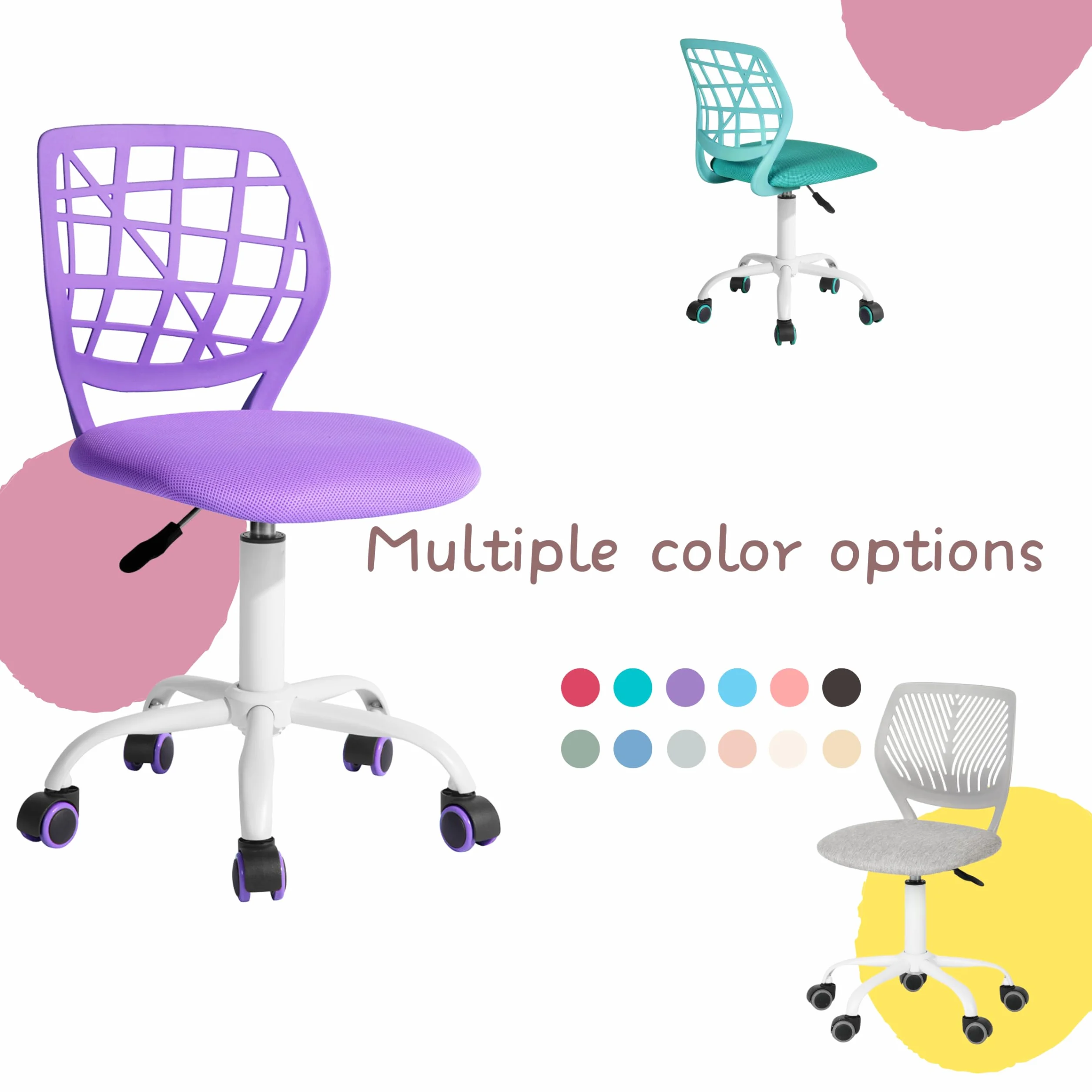 FurnitureR Krzesło gamingowe dla dzieci, krzesło biurowe, krzesło dla graczy, ergonomiczne, nowoczesne wzornictwo, bez rękawów, regulacja wysokości siedziska, gumowe kółka, zielone