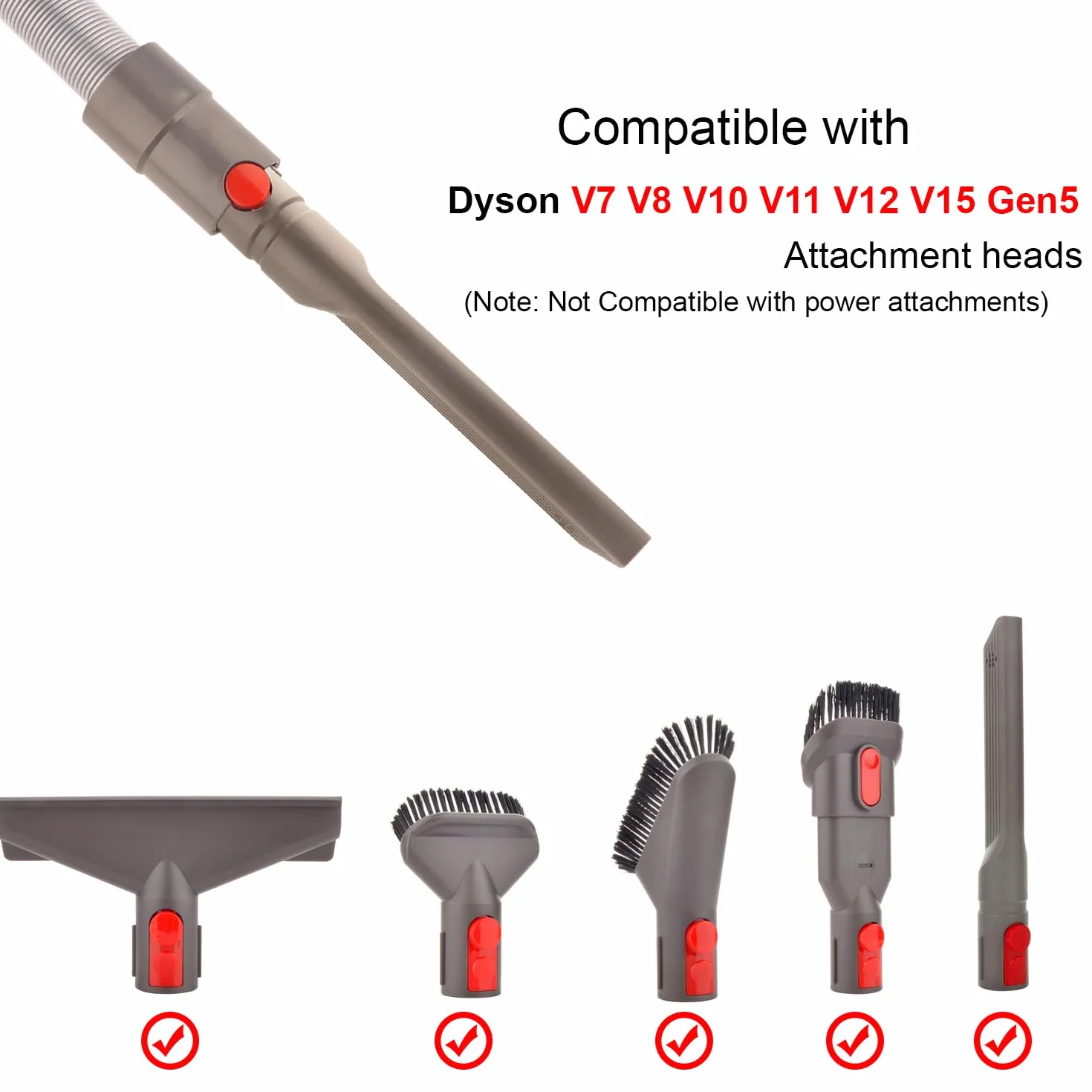 Zestaw akcesoriów do odkurzacza, zestaw dysz z wężem przedłużającym, części zamienne do odkurzacza Dyson Gen5, V15, V12, V7, V8, V10, V11, SV10, SV11 (6 w 1)