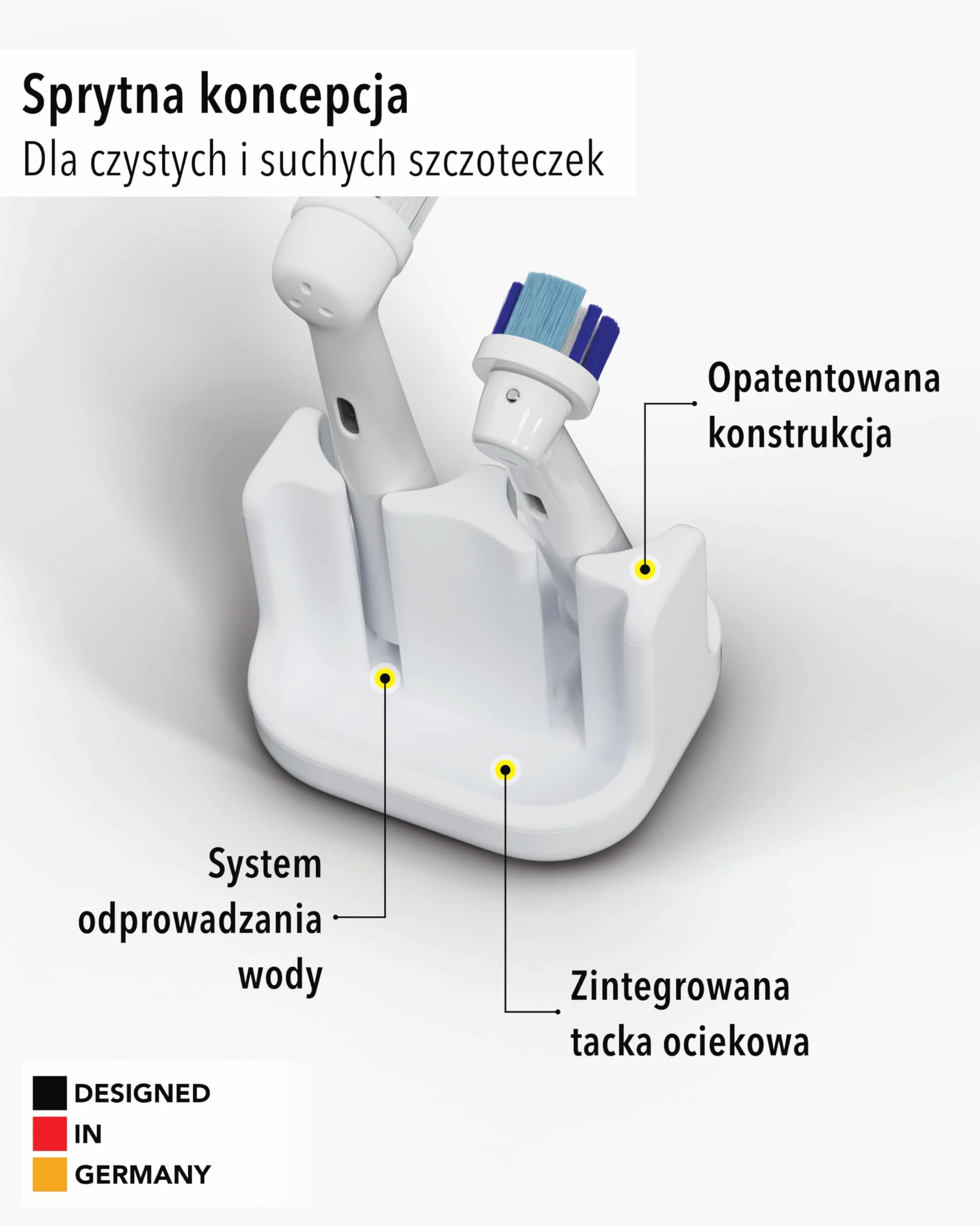Uchwyt na 2 końcówki do szczoteczek Silikon spożywczy Biały Kompatybilny Oral-B iO Philips Sonicare Waterpik Fairywill