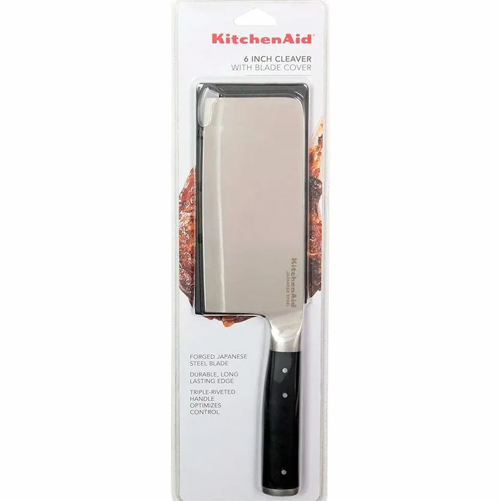 KitchenAid Nóż kuchenny tasak do mięsa i warzyw stal japońska 15 cm czarny