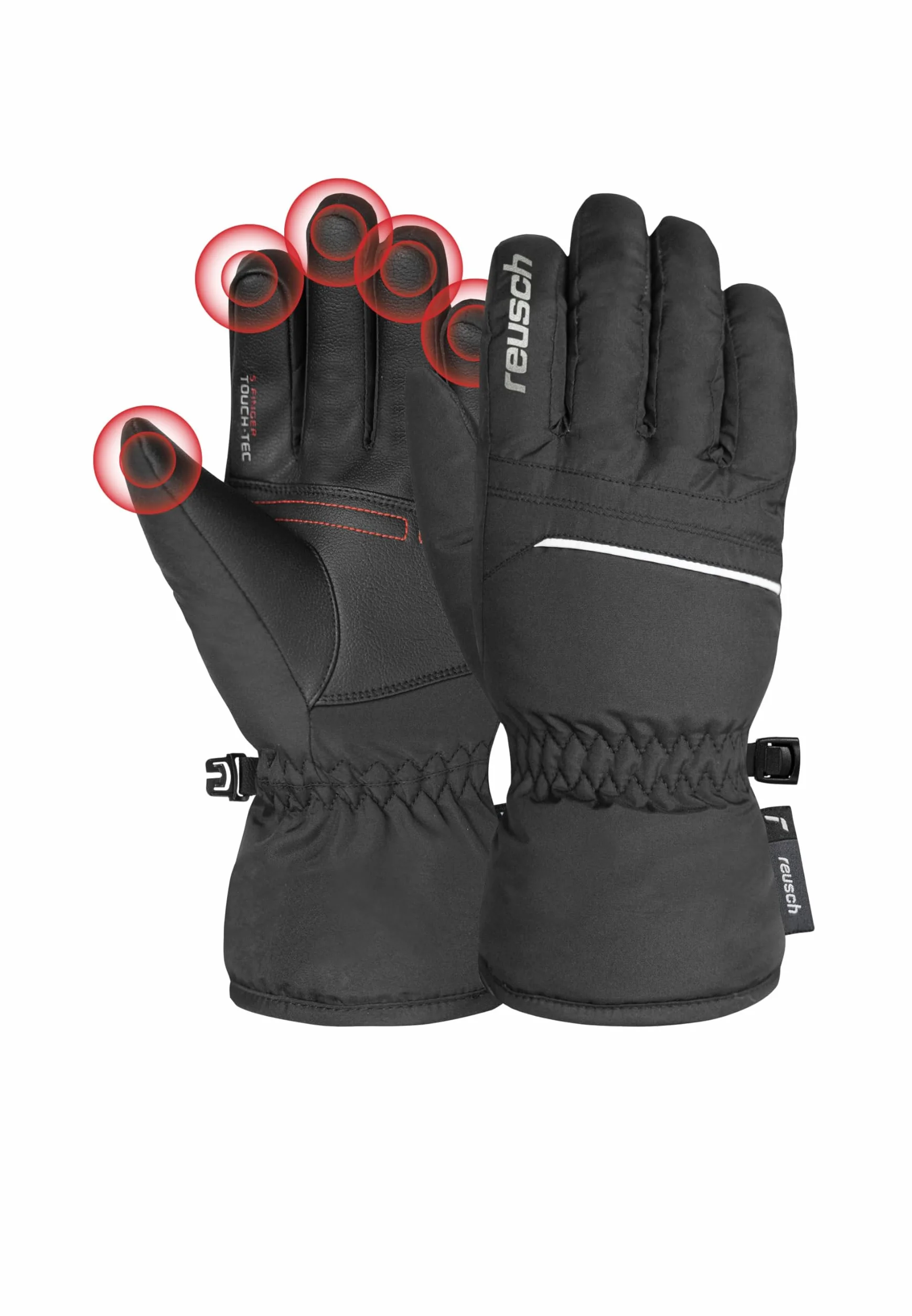 Reusch Junior Glove All Finger Touch ciepłe, wiatroszczelne i oddychające rękawiczki zimowe, rękawice narciarskie, dla dzieci, młodzieży, dziewcząt i chłopców, kompatybilne z ekranem dotykowym