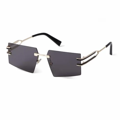 Modne 2024 unikalne duże kwadratowe okulary przeciwsłoneczne bez oprawek damskie Retro metalowe bezramowe odcienie okulary modne męskie okulary przeciwsłoneczne UV400