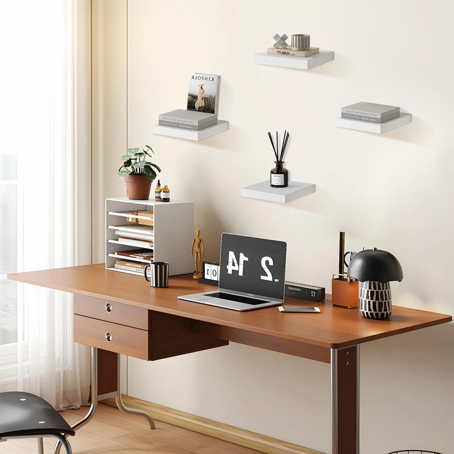 Zestaw 4 regałów wiszących Kompakt 20x20cm Regał ścienny MDF Biały