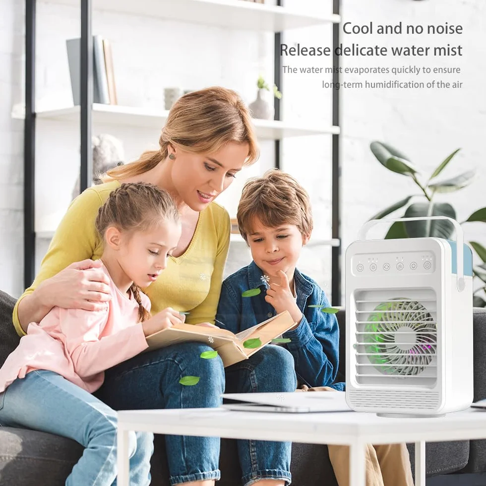 Osobisty klimatyzator 4 w 1 wentylator oscylacyjny nawilżacz 600 ml przenośny mini chłodzący