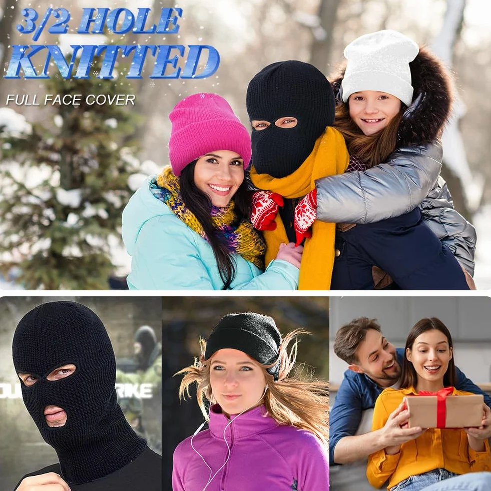 Balaclava, 3-otworowa / 2-otworowa maska sztormowa, dzianinowa kominiarka, czapka narciarska na motocykl i rower, maska wielofunkcyjna
