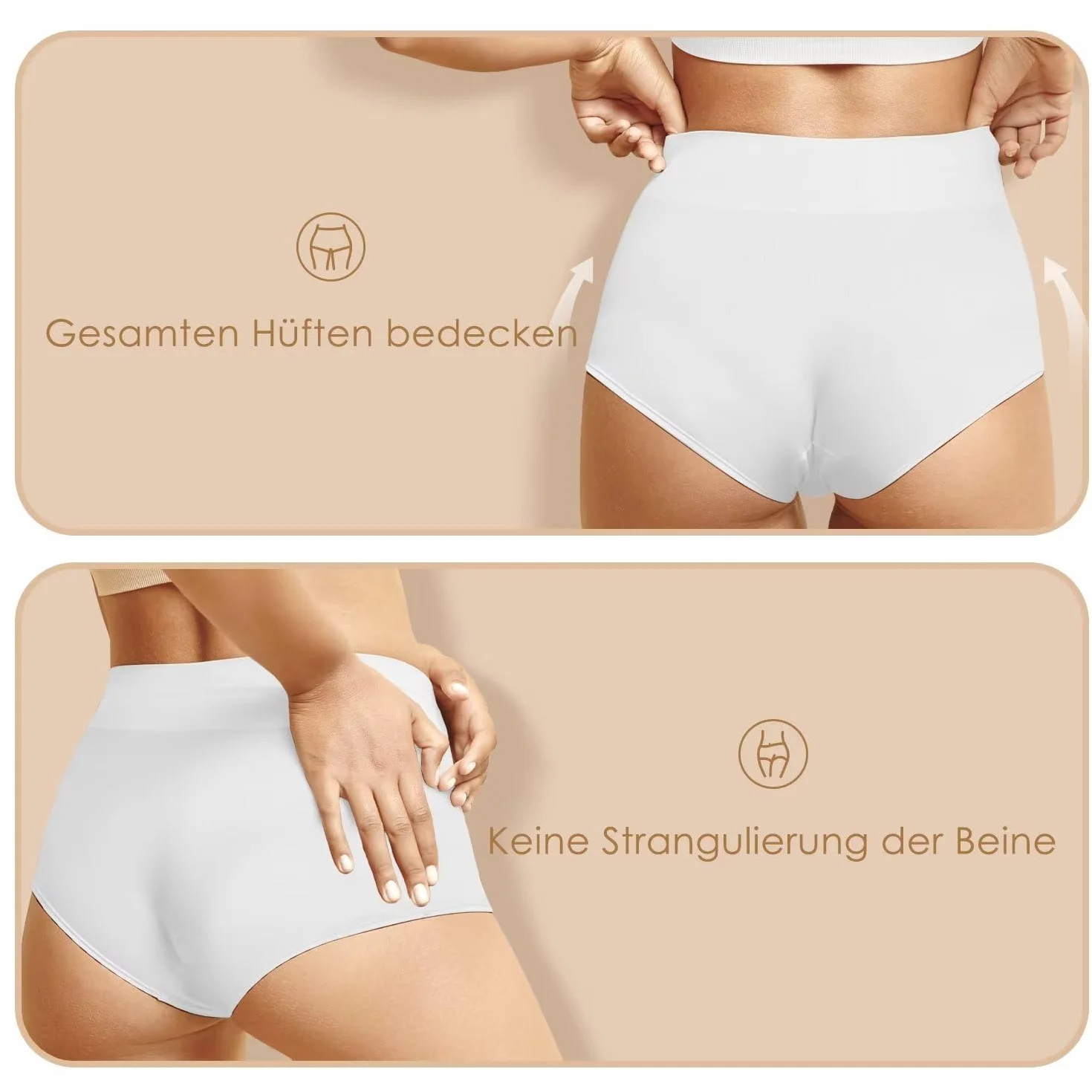 YouShow Women's Underwear Brief Cotton Knickers Pack of 5 High Waist Stretchy Tummy Control Panties