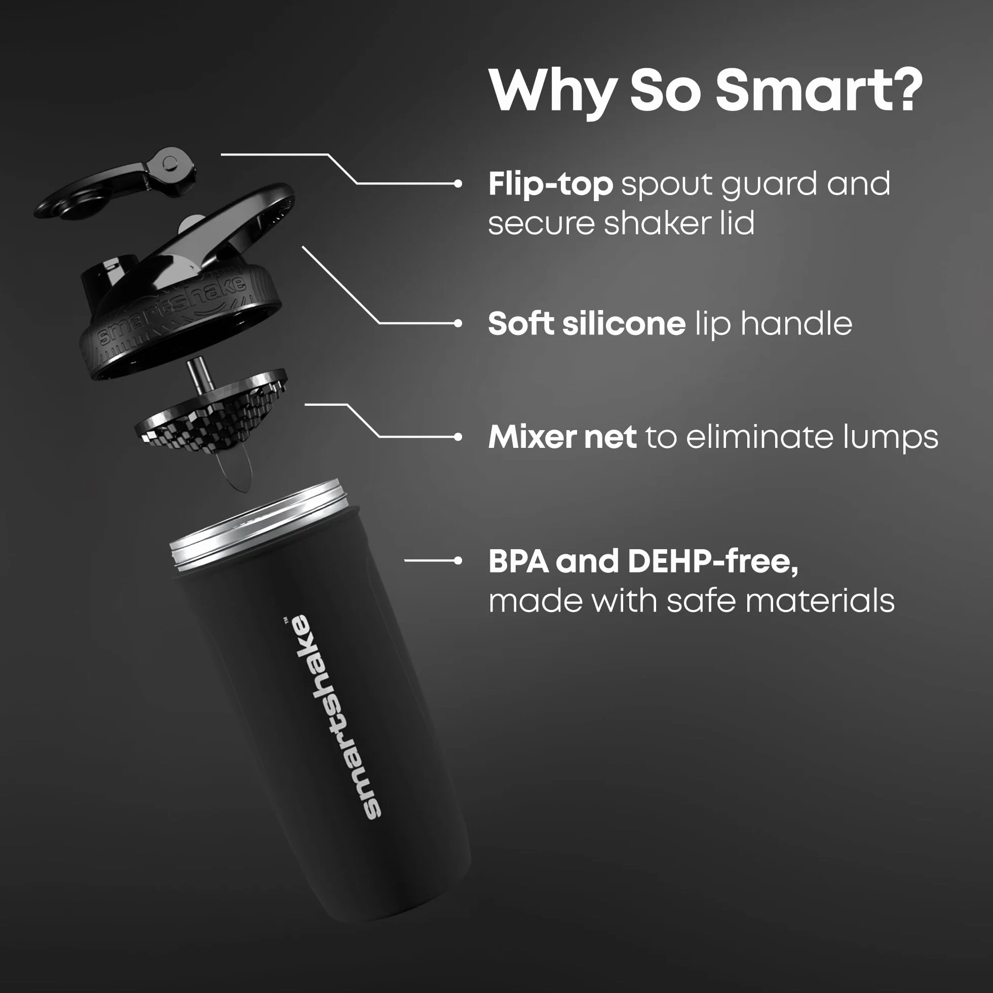 Shaker Ze Stali Nierdzewnej SmartShake Reforce 900 ml Czarny