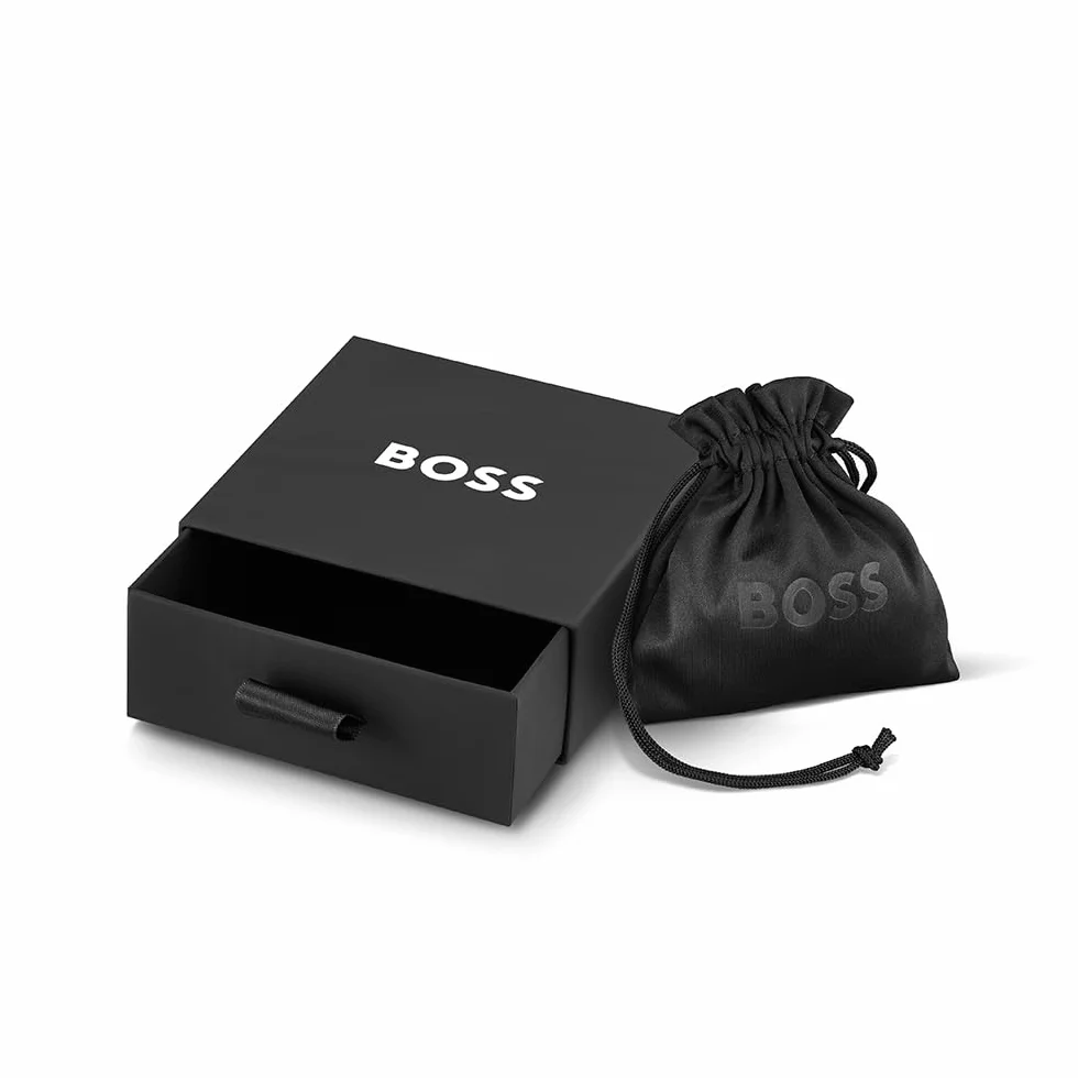 BOSS Biżuteria męska ARES pojedyncza kolekcja bransoletka z czarną skórą i złotym zapięciem ze stali nierdzewnej - 1580624, Jeden rozmiar, Skóra, Bez kamieni szlachetnych