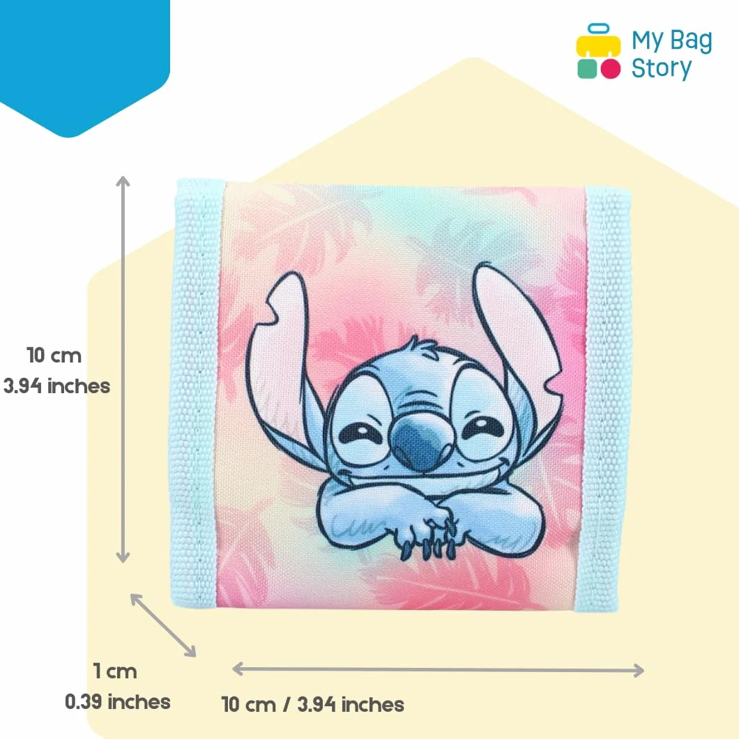 mybagstory - Stitch różowy portfel dziecięcy dla dzieci - szkoła - przedszkole - przedszkole - wakacje - 10 cm, Ścieg - różowy, Enfant, dziewczynka