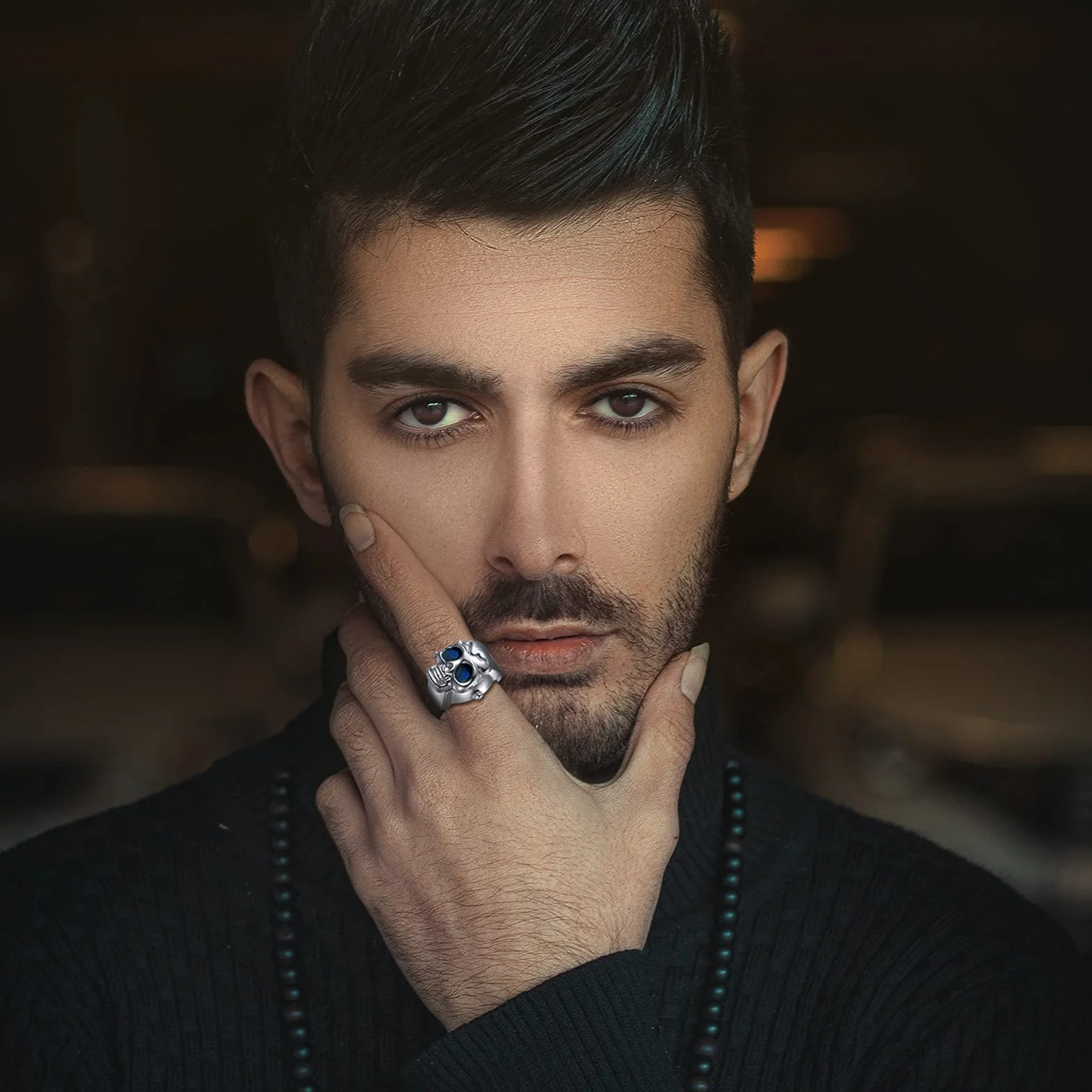 JewelryWe Mężczyźni kobiety zegarek na palec punk czaszka otwierana pokrywa kwarcowy analogowy regulowany pierścień zegarki na Halloween