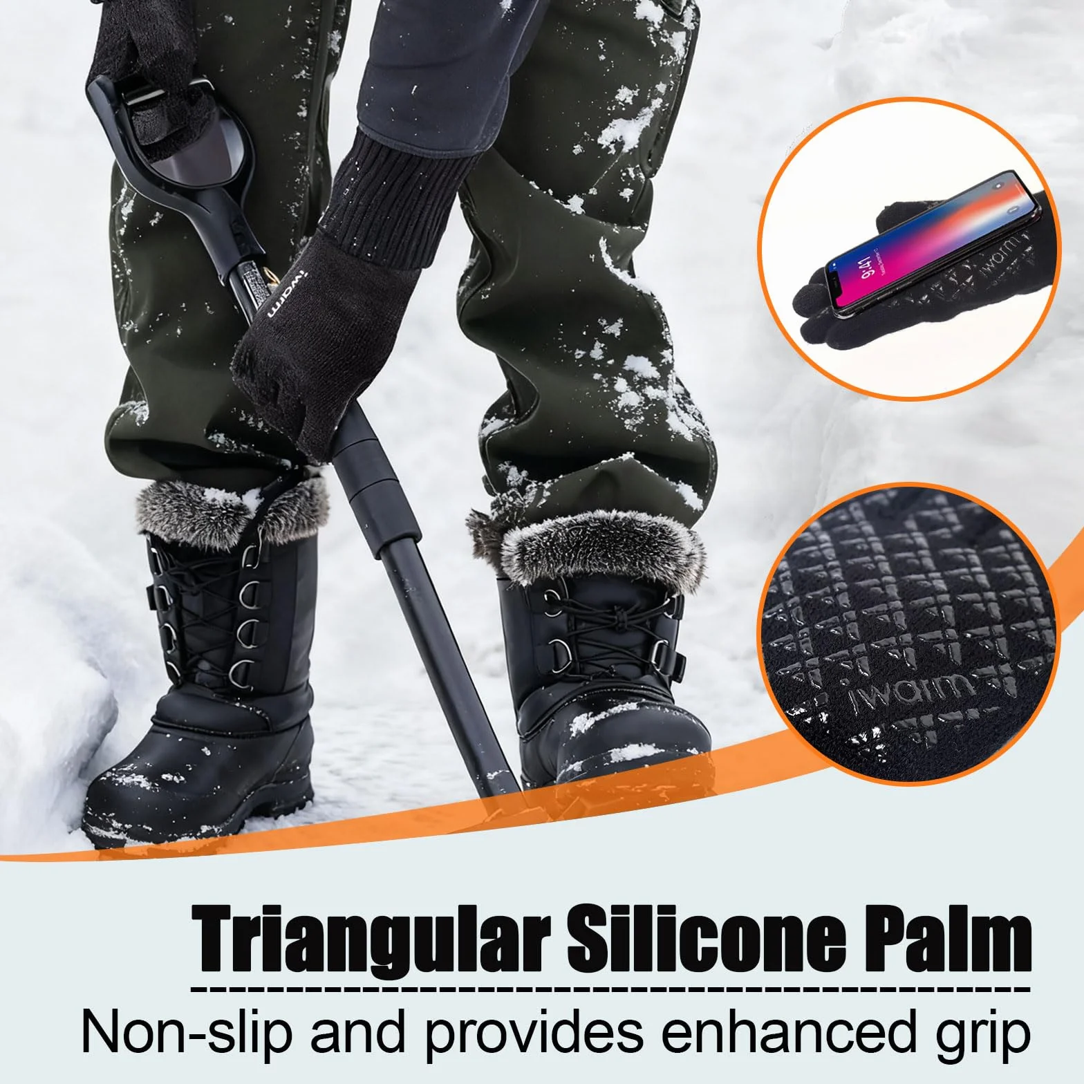 Touchscreen Gloves, Unisex Sports Glove, Outdoor Running Gloves, Ciepłe wiatroodporne zimowe z Antypoślizgowy Uchwyt z polaru do biegania, turystyki pieszej (Czarny)