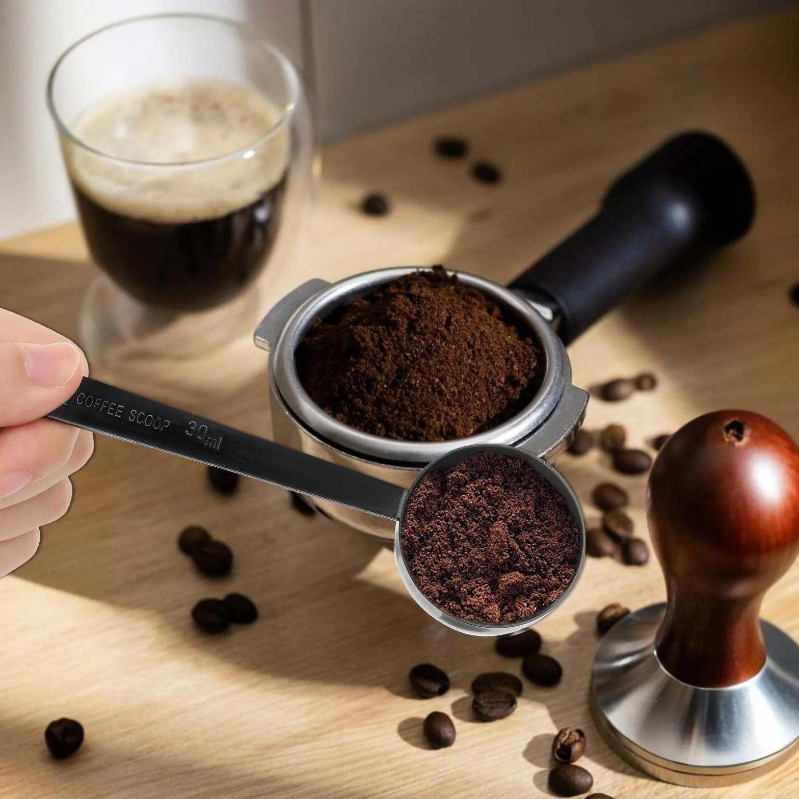 Metalowa łyżka pomiarowa 2 łyżki stołowe do kawy espresso
