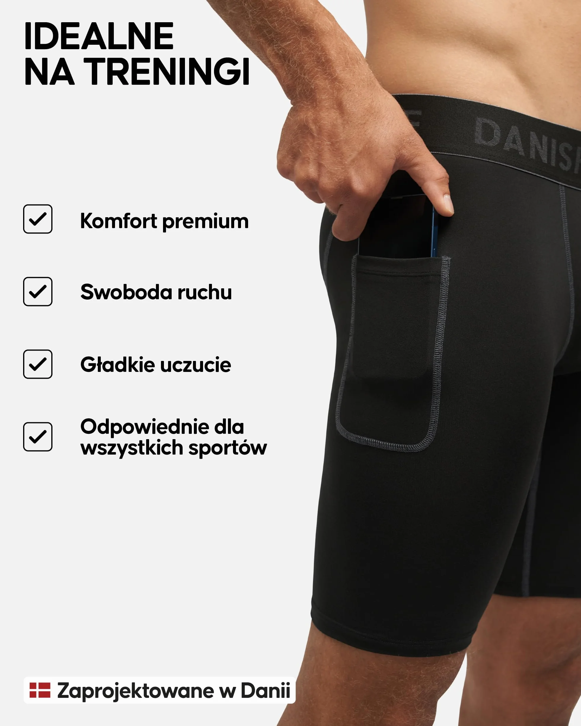 DANISH ENDURANCE Męskie Kompresyjne Spodenki Sportowe, Krótkie Szorty Treningowe, na Siłownię, 2-PACK