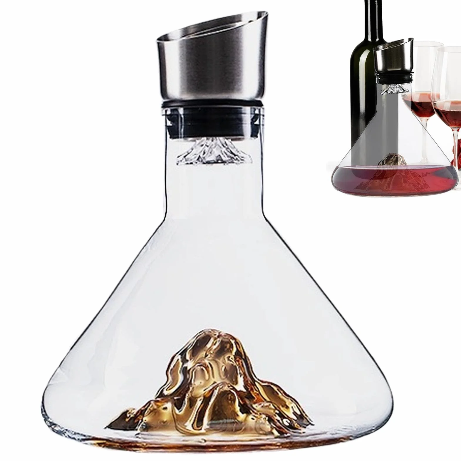Karafka do wina z napowietrzaczem 1500 ml przezroczysta z wbudowanym dozownikiem