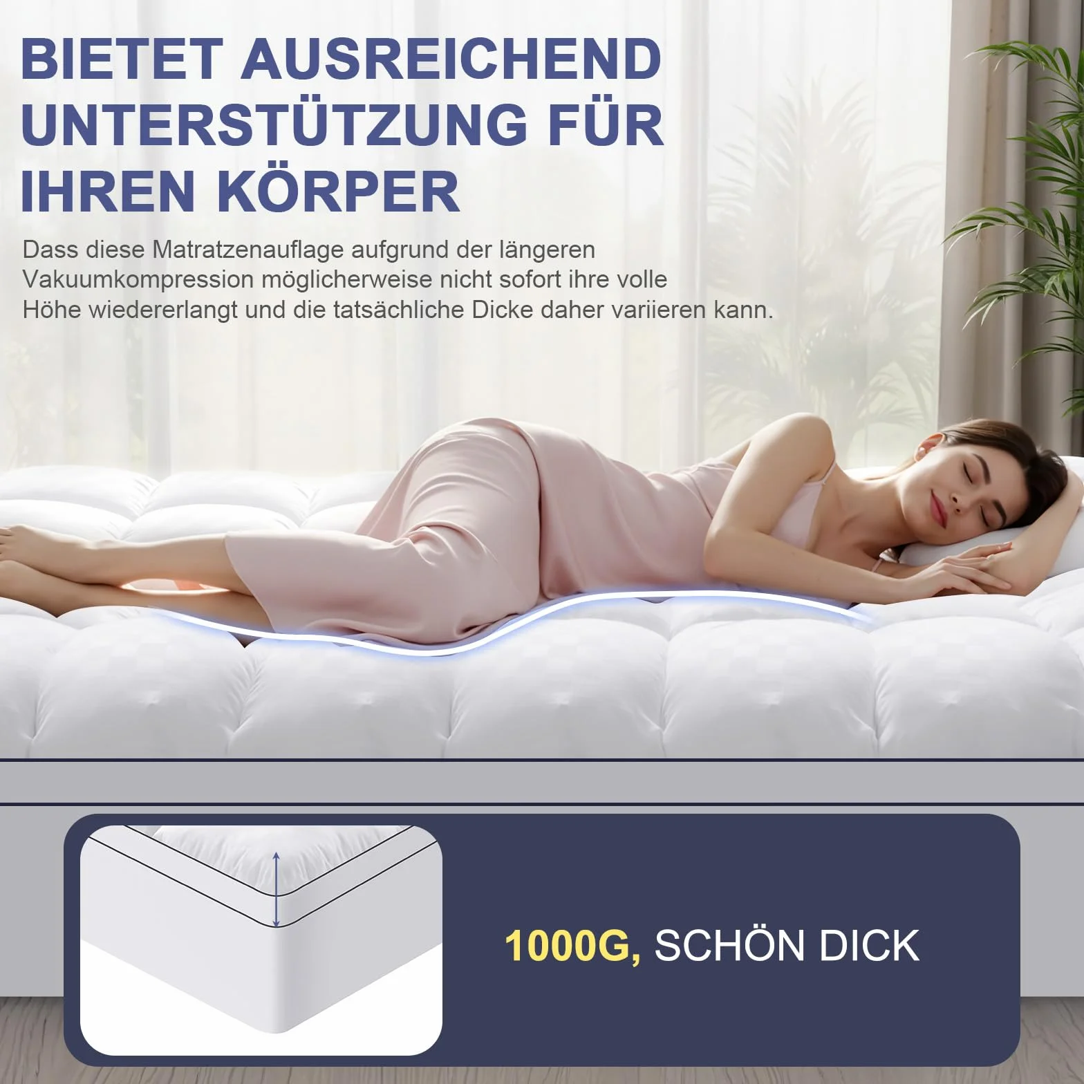 Nakładka na materac 135x190 cm 1200 g/m² hipoalergiczna antypoślizgowa
