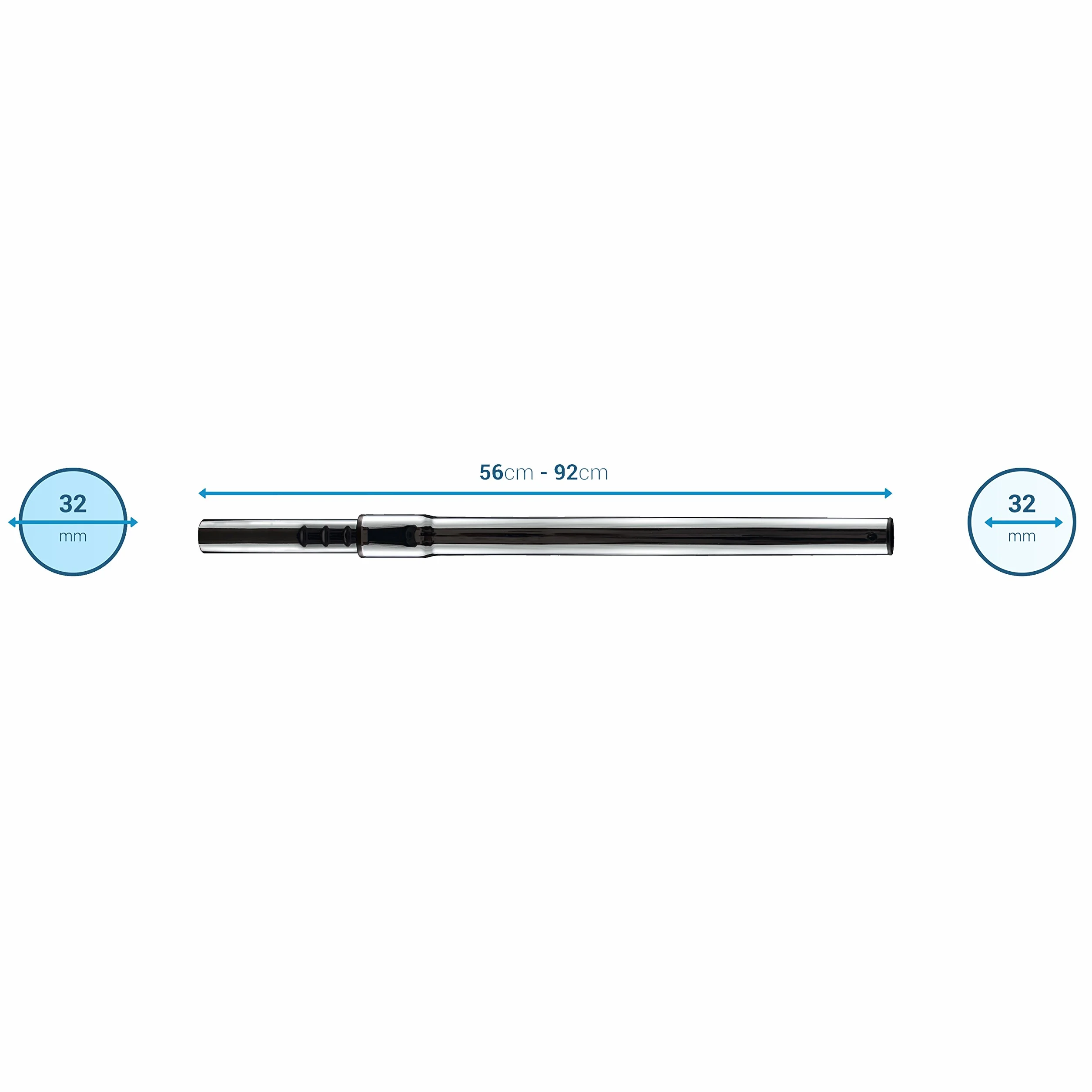 Sillar Rura Teleskopowa Zamiennik do Odkurzacza ⌀ 32 mm, Uniwersalna Rura Ssąca, Pasuje do wielu odkurzaczy Electrolux, Aeg, Bosch, Zelmer | Łącznik Pomiędzy Rurką Uchwytu a Dyszą Podłogową