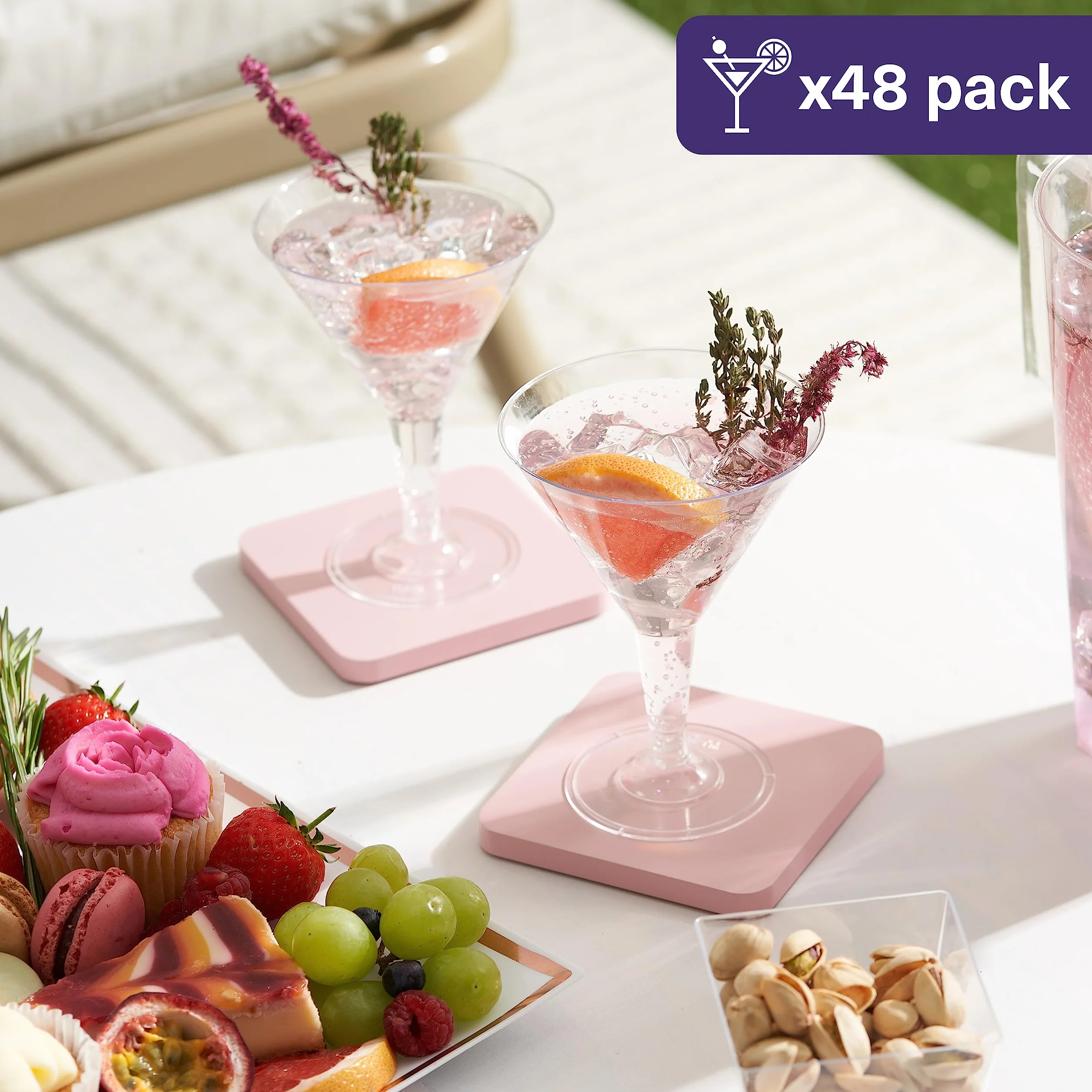 MATANA 48 Plastikowych Kieliszków do Martini, 210ml - Eleganckie, Wytrzymałe i Wielokrotnego Użytku - Kieliszki Koktajlowe na Wesela, Urodziny, Święta i Przyjęcia