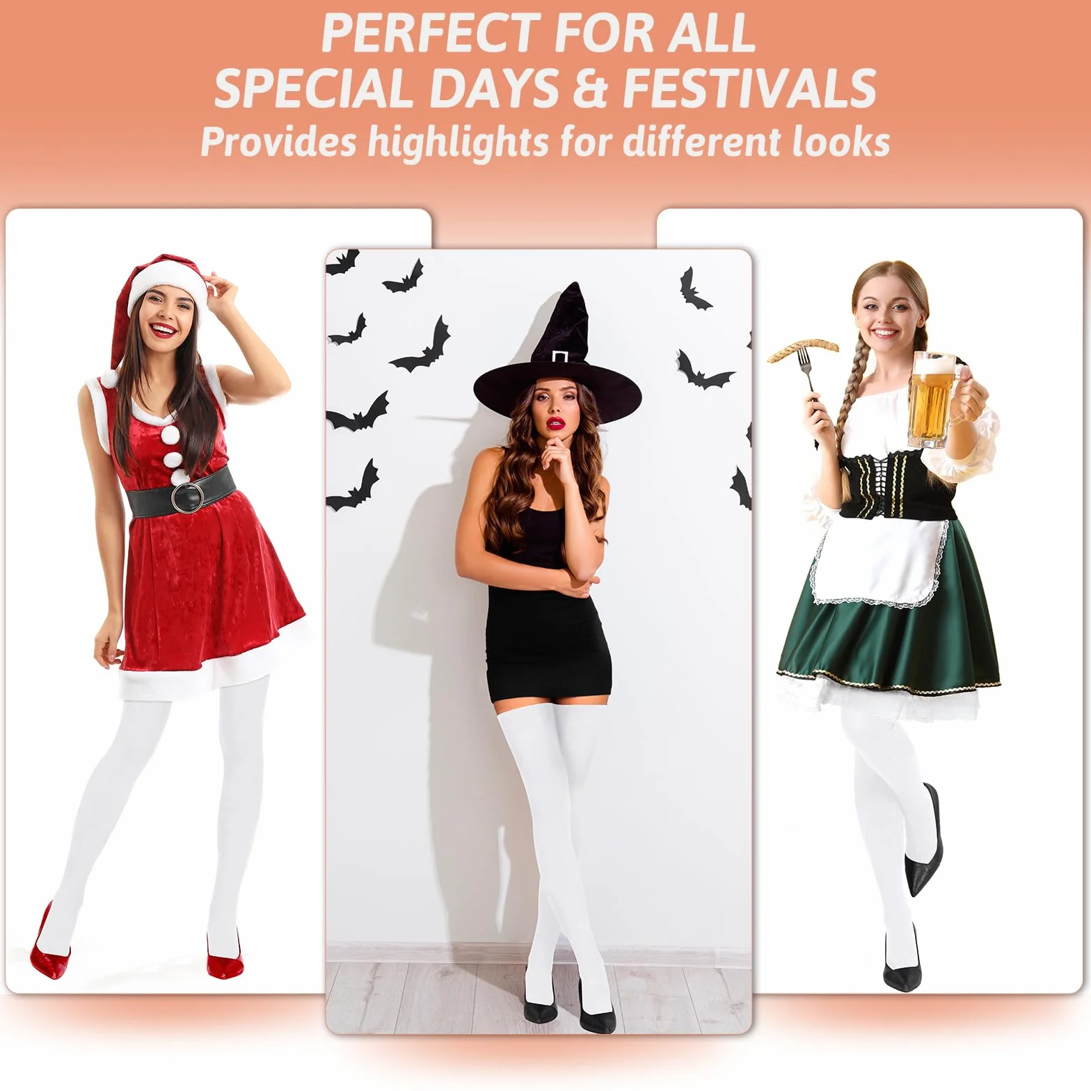 Kiiwah Skarpety za kolano, 65 cm, Thigh High Socks 78,5% bawełna, długie skarpety do kolan dla kobiet, na zimę, jesień, wiosnę