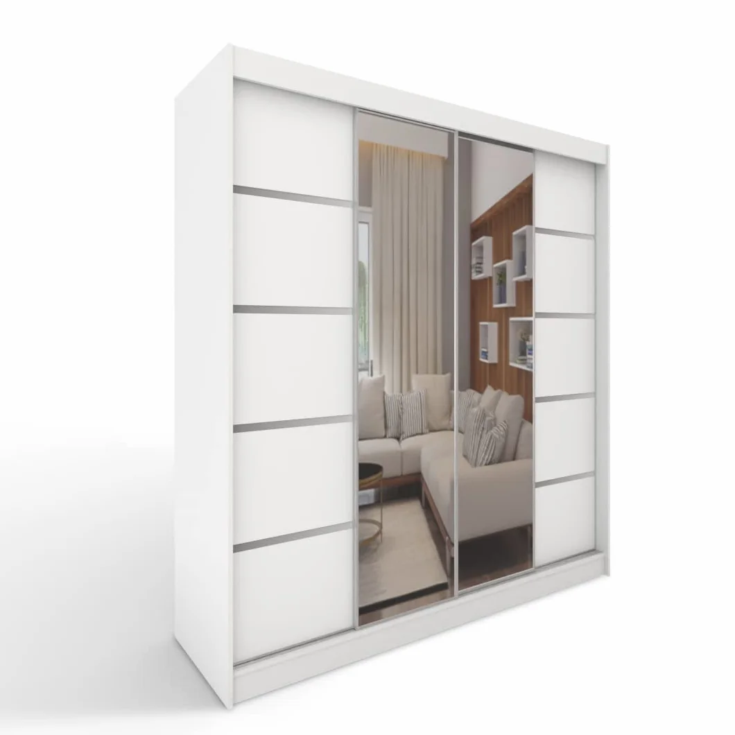 ML Furniture C5 szafa na ubrania z drzwiami przesuwnymi 150x200x58 cm lustra czarny