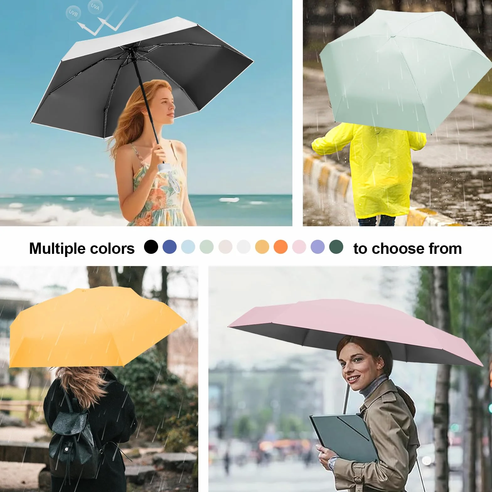 Parasol mini przenośny kompaktowy na deszcz ochrona przed słońcem