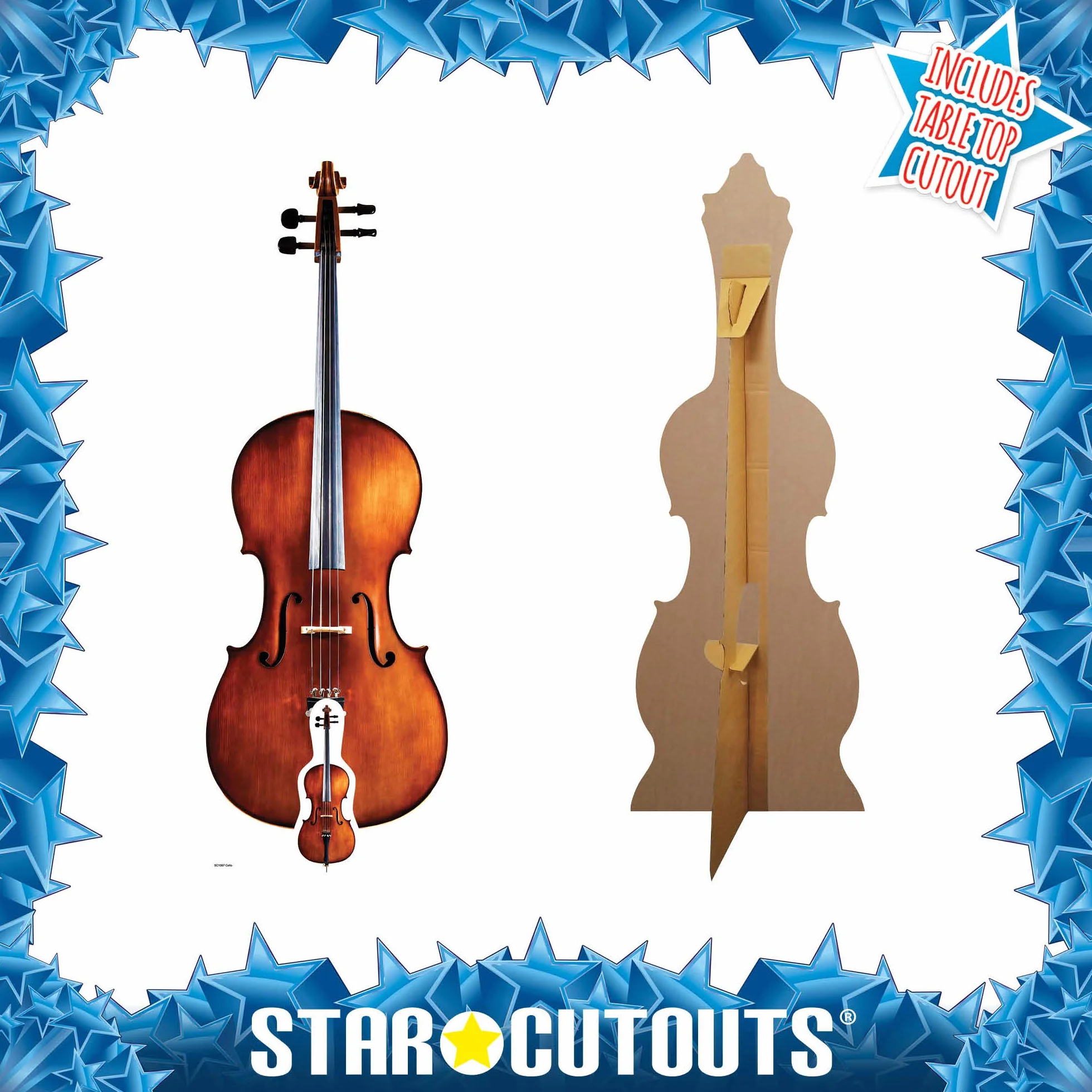 STAR CUTOUTS Life Size wycięty karton wiolonczeli wielokolorowy 121 x 41 x 121 cm