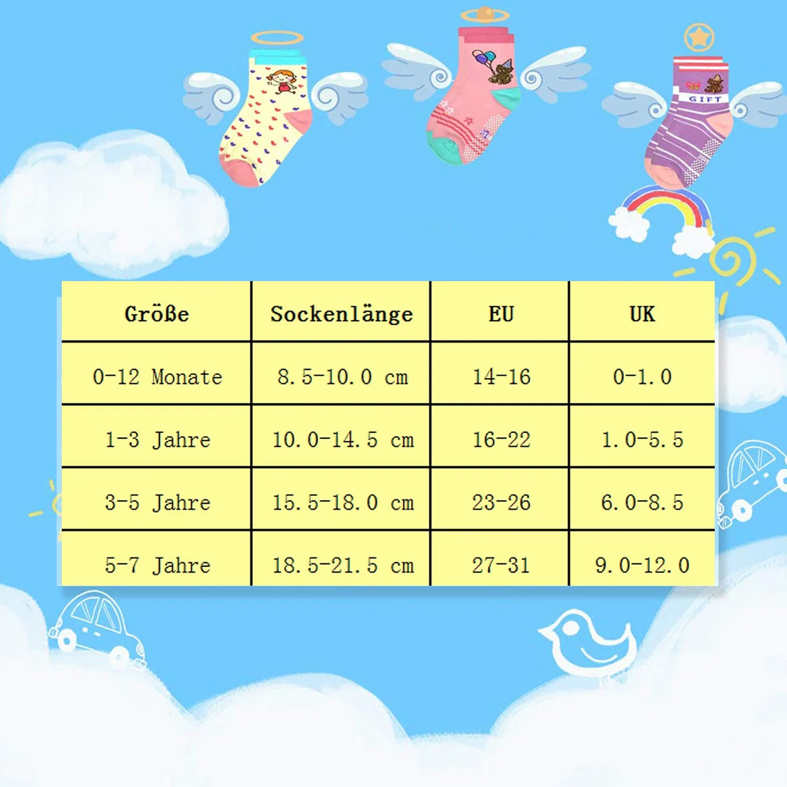 HYCLES Dziecięce skarpety z tworzywa ABS, dla dzieci w wieku 0-7 lat, 12 par, skarpety antypoślizgowe, dla chłopców i dziewczynek, 23-26, 27-30