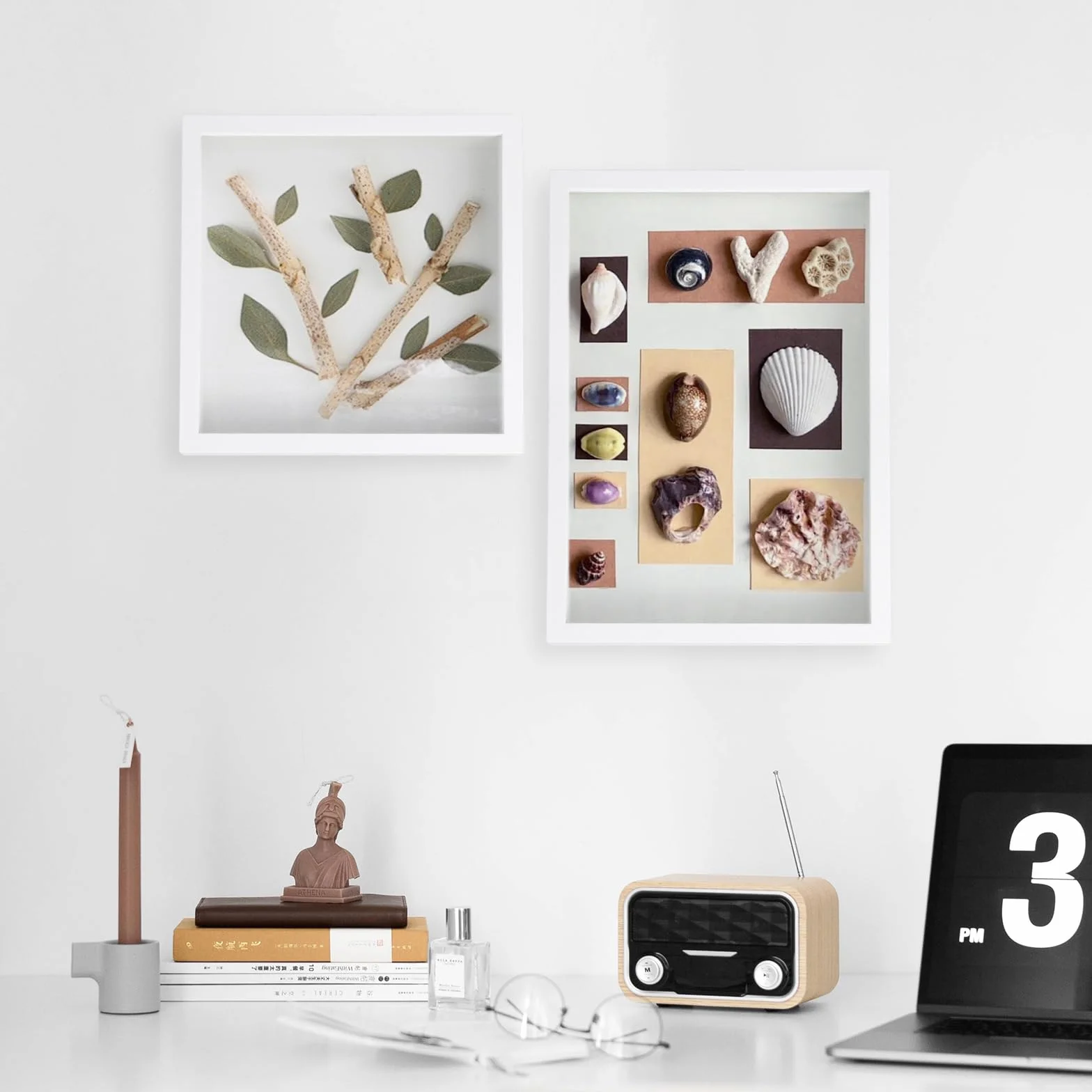 Ramka 3D Shadow Box, 21,6 x 26,7 cm, biała ramka na zdjęcia, spersonalizowana, drewniana, głębokie pudełko na zdjęcie, medal, kolekcja biletów podróżnych, tłoczony kwiat