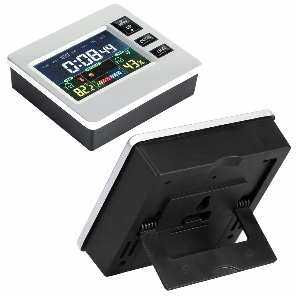 Yosoo LCD cyfrowy budzik prognoza pogody zegar wilgotność temperatura wyświetlacz termometr higrometr Monitor stacja pogodowa do biura domowego