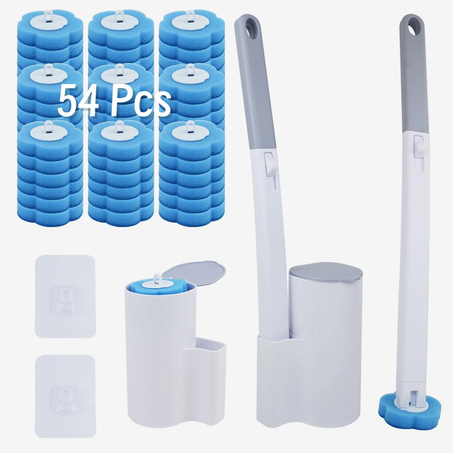 Jednorazowa szczotka do toalety zestaw 2 sztuk z 54 sztukami środka czyszczącego niebieska Ocean Fresh