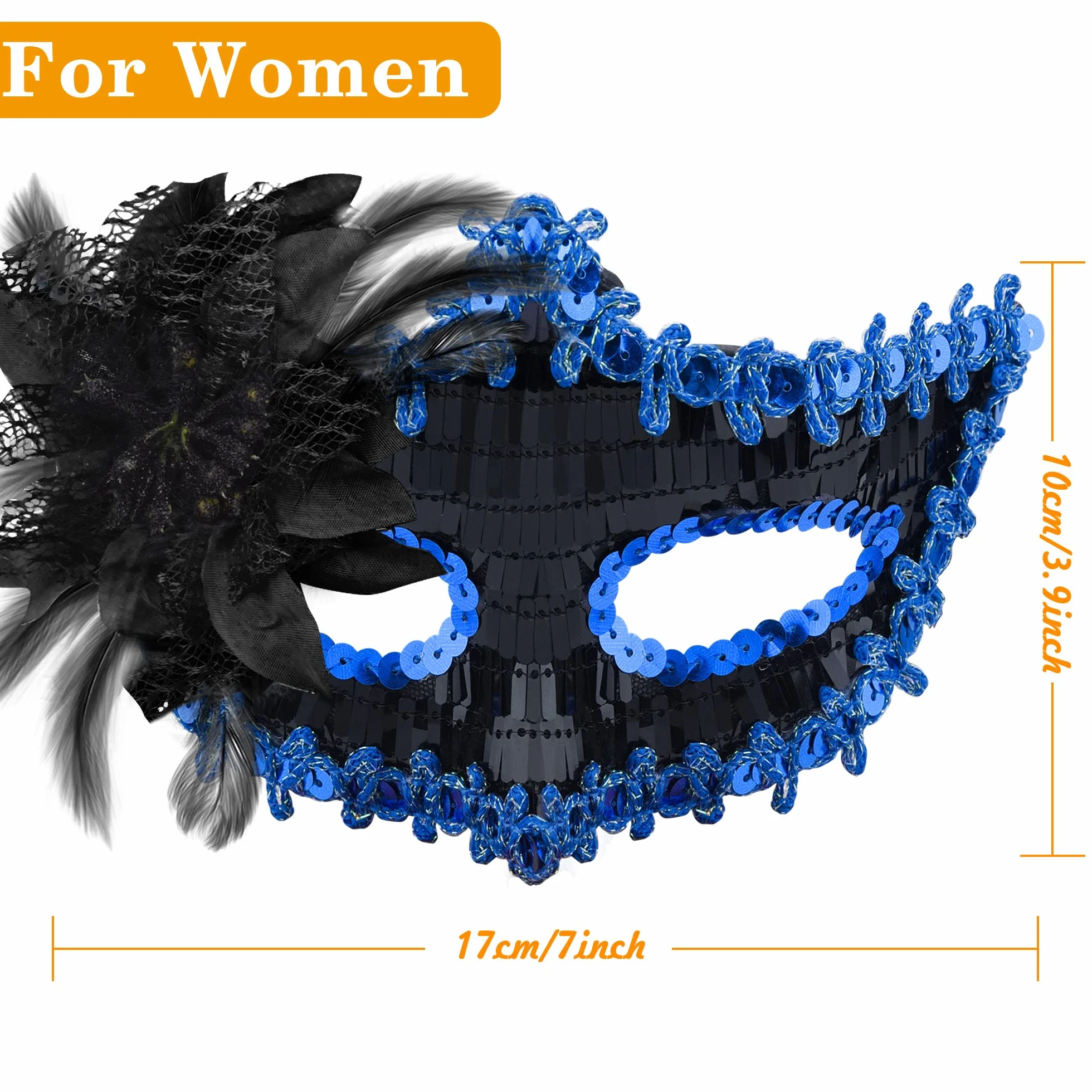 SIQUK 2 sztuki para maska wenecka maskarada maska maska maskaradowa maskaradowa maskaradowa dla kobiet, mężczyzn, oczu, na Halloween maskaradę, czarna i niebieska