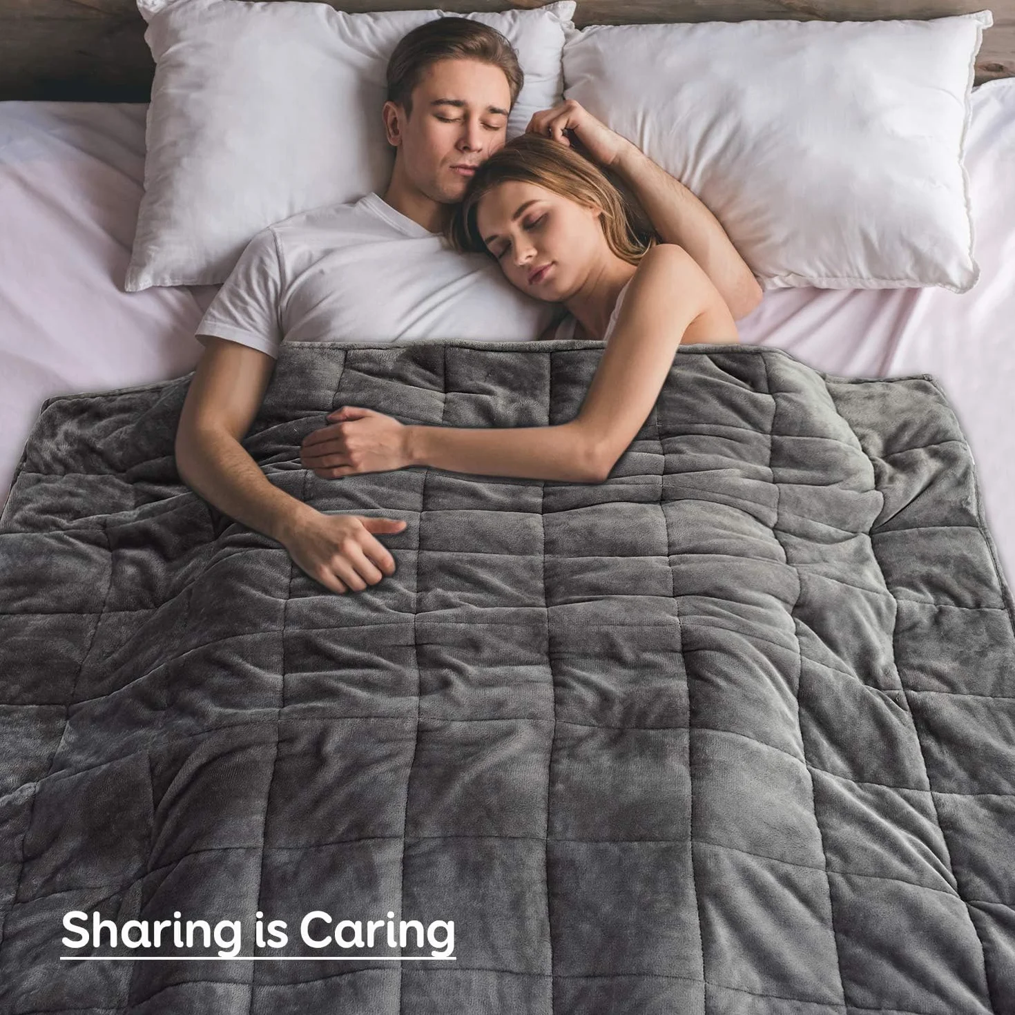 Sivio koc obciążeniowy 7kg Sherpa flanelowy dwustronny Queen 150x200cm szary