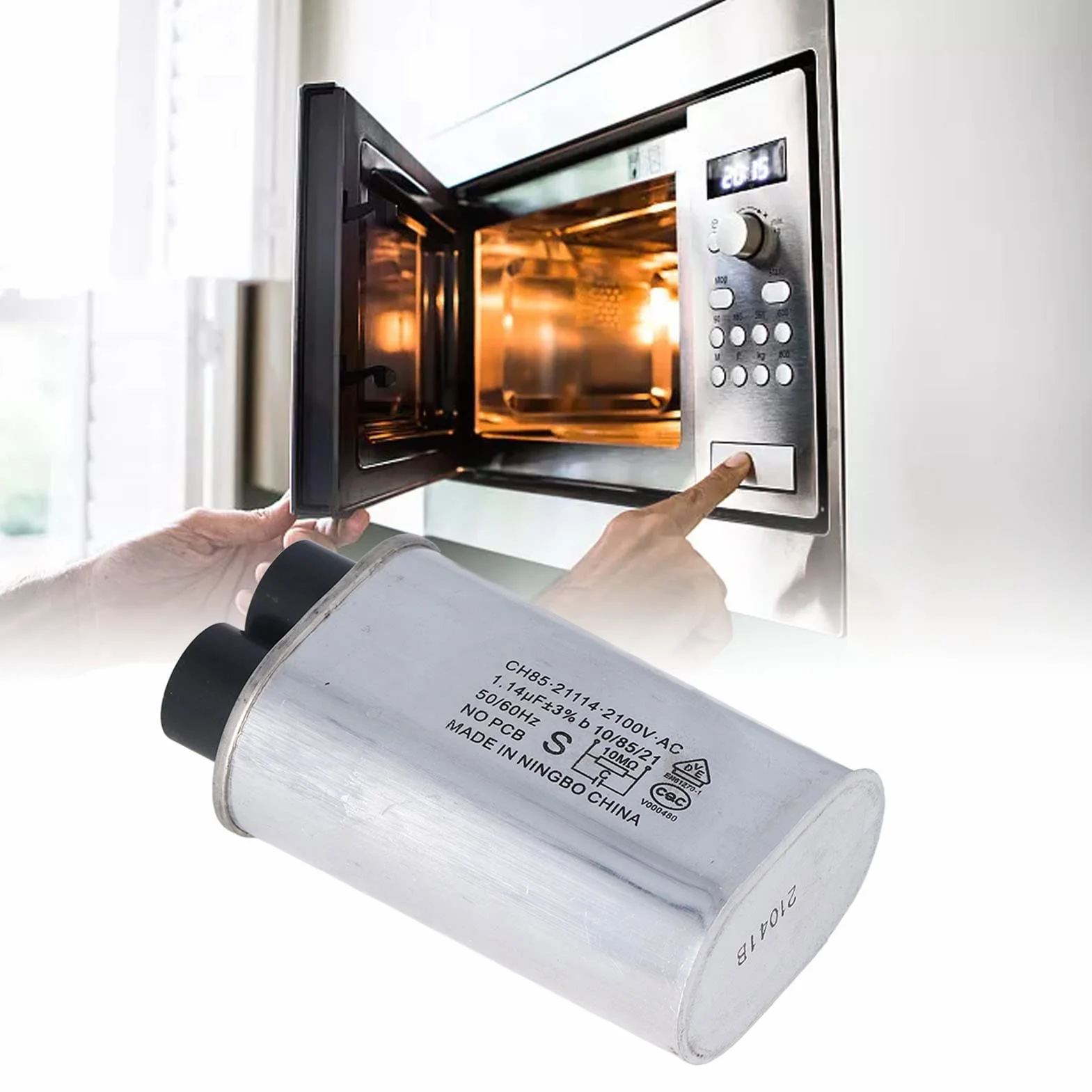 Uniwersalna Kuchenka Mikrofalowa 2100V Kondensator Mikrofalowy Wysokiego Napięcia Kondensator Mikrofalowy 1,14 UF Uniwersalny 4,8mm Mała Wkładka Kondensator Mikrofalowy Wymiana do Kuchenki