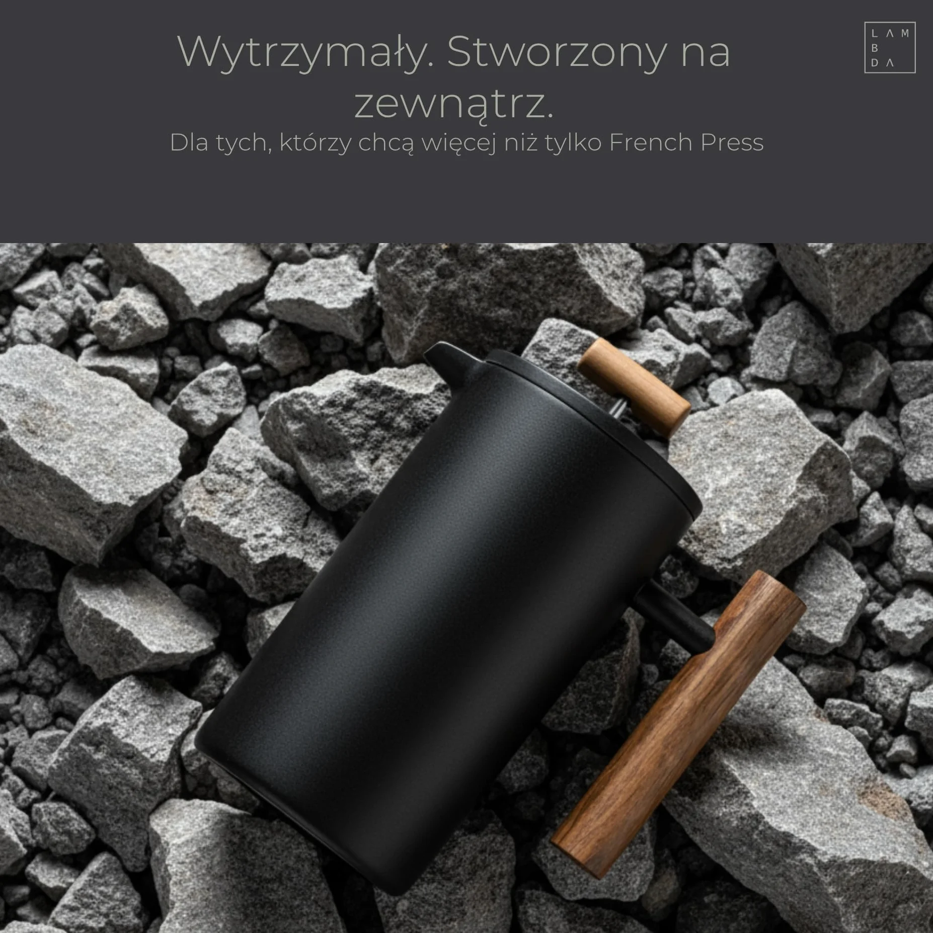 LAMBDA COFFEE® CALDERA Thermo French Press stal nierdzewna 0,6L podwójne ścianki czarny