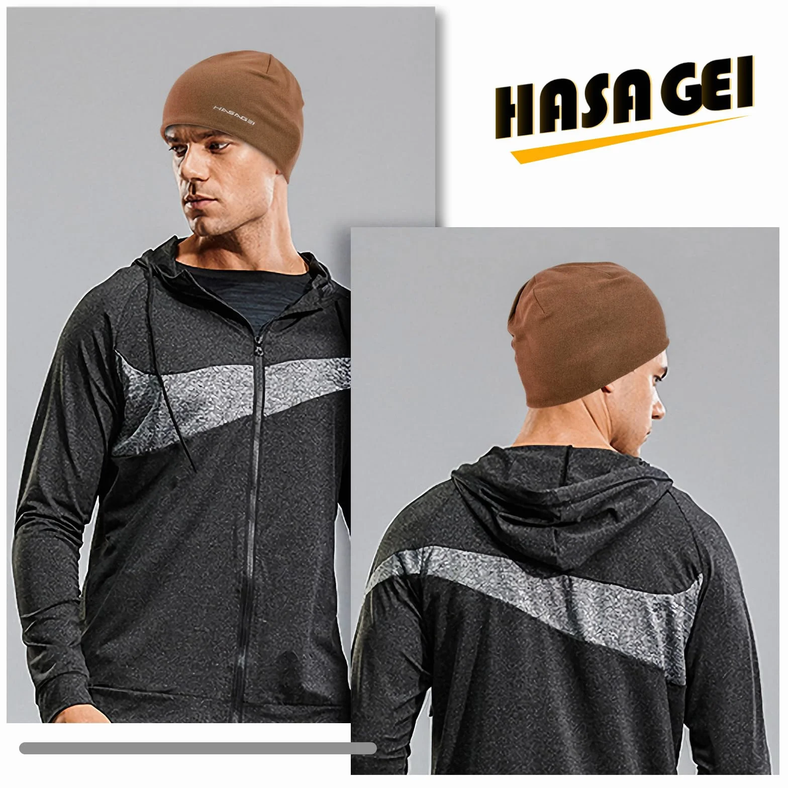 HASAGEI Czapka do biegania dla mężczyzn i kobiet, czapka pod kask, czapka beanie, zimna pora roku, ciepła czapka sportowa, antystatyczna, z nadrukiem, do aktywności rekreacyjnych, joggingu, podróży,
