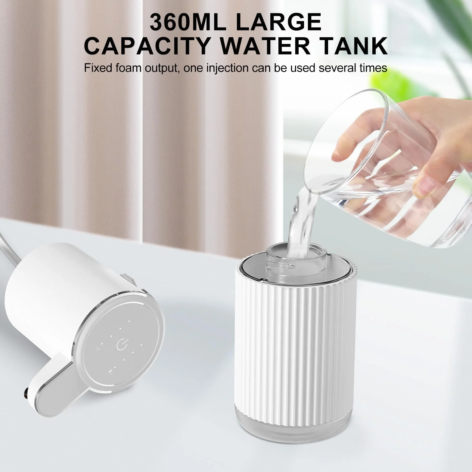 Cuteefun Automatyczny dozownik mydła w płynie, 400 ml naładowalny bezdotykowy dozownik mydła do rąk, 4-poziomowa regulowana objętość płynu, IPX5 wodoodporny, naścienny dozownik mydła do kuchni